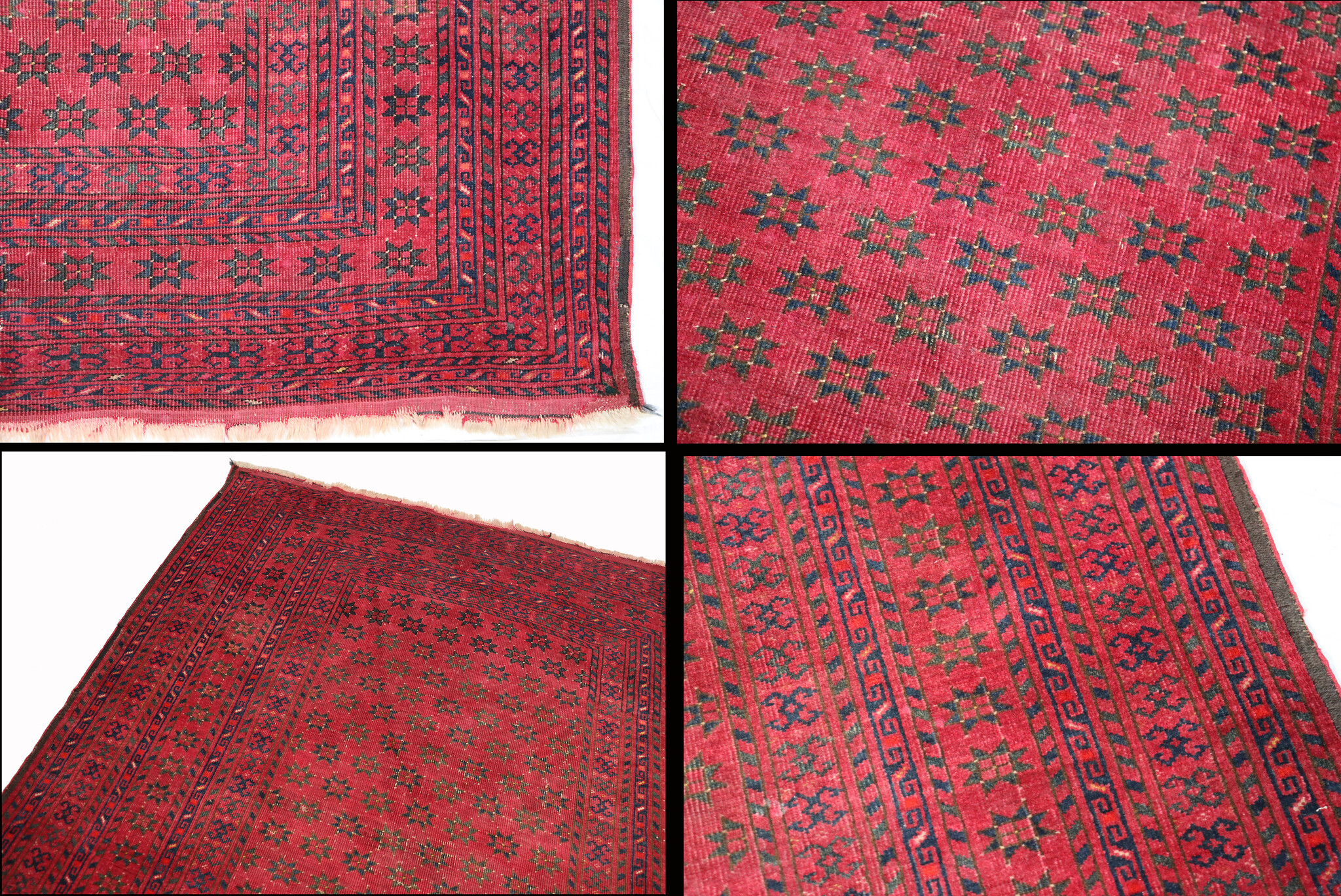 21.6x4 feet antique ersari hand-knotted antique turkmen runner bukhara oriental carpet 23/2