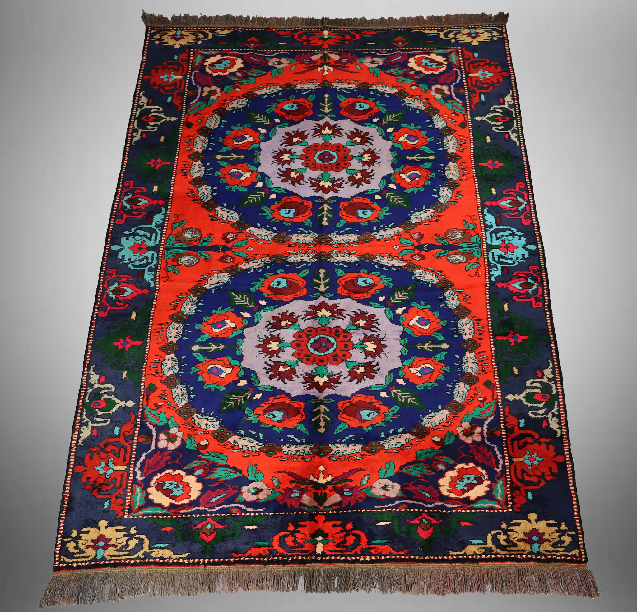 290 x 186 cm  vintage Roses Oriental Hand Knotted Wool carpet Rug  No:23/4