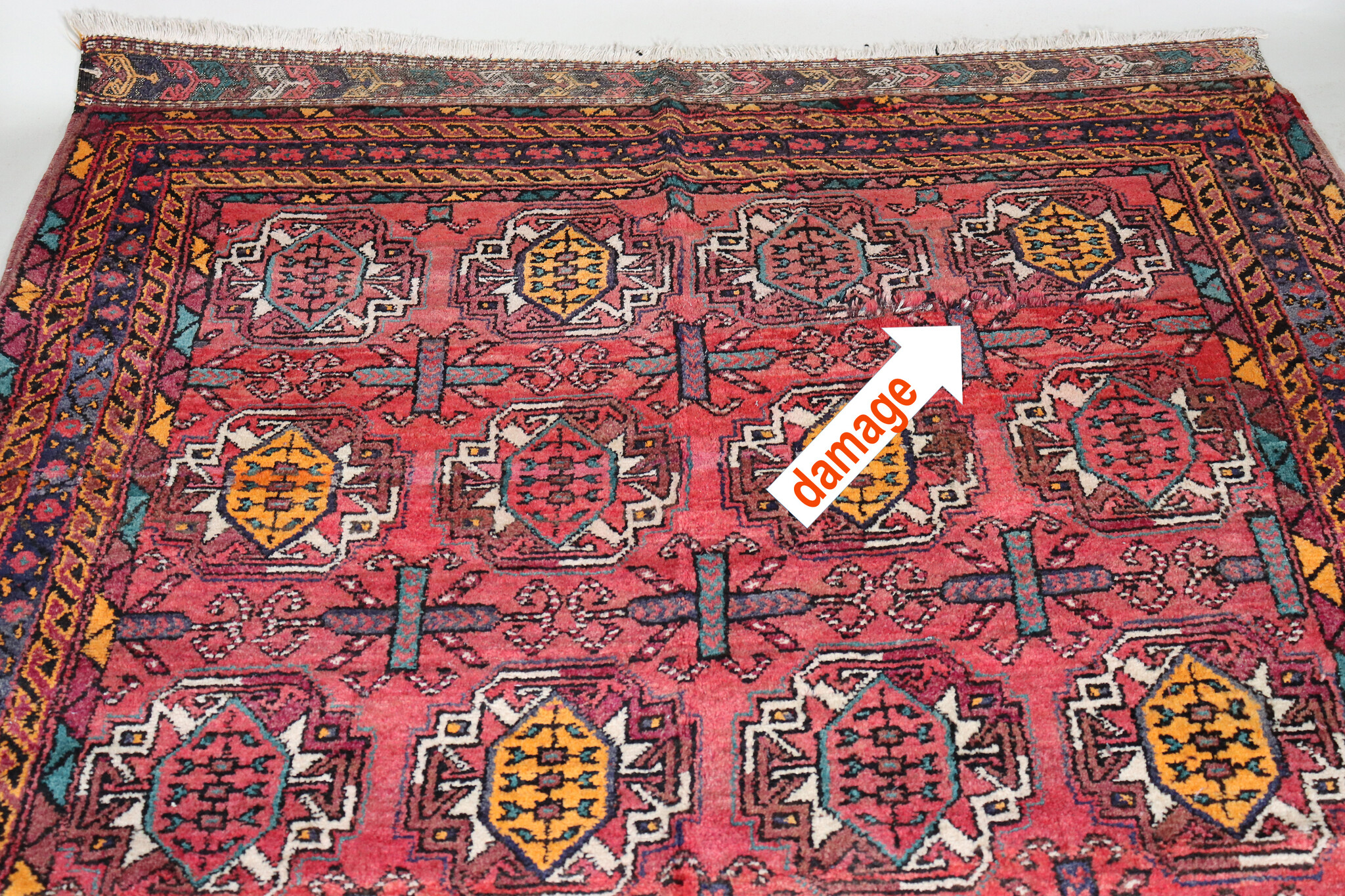362x170 cm Vintage Oriental Hand Knotted  nomadic kurdish Rug Carpet  Damaged