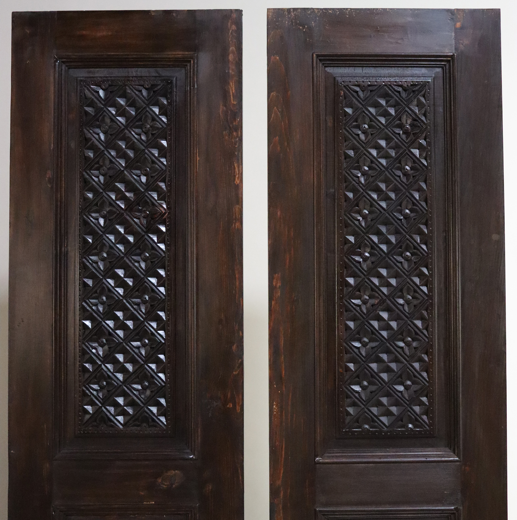 ein paar 200x50 cm vintage Massiv Holz handgefertigt und handgeschnitzte Tür zimmertür Schiebetür Scheunentor Zimmertüre Innentüre türplatte 23/Y