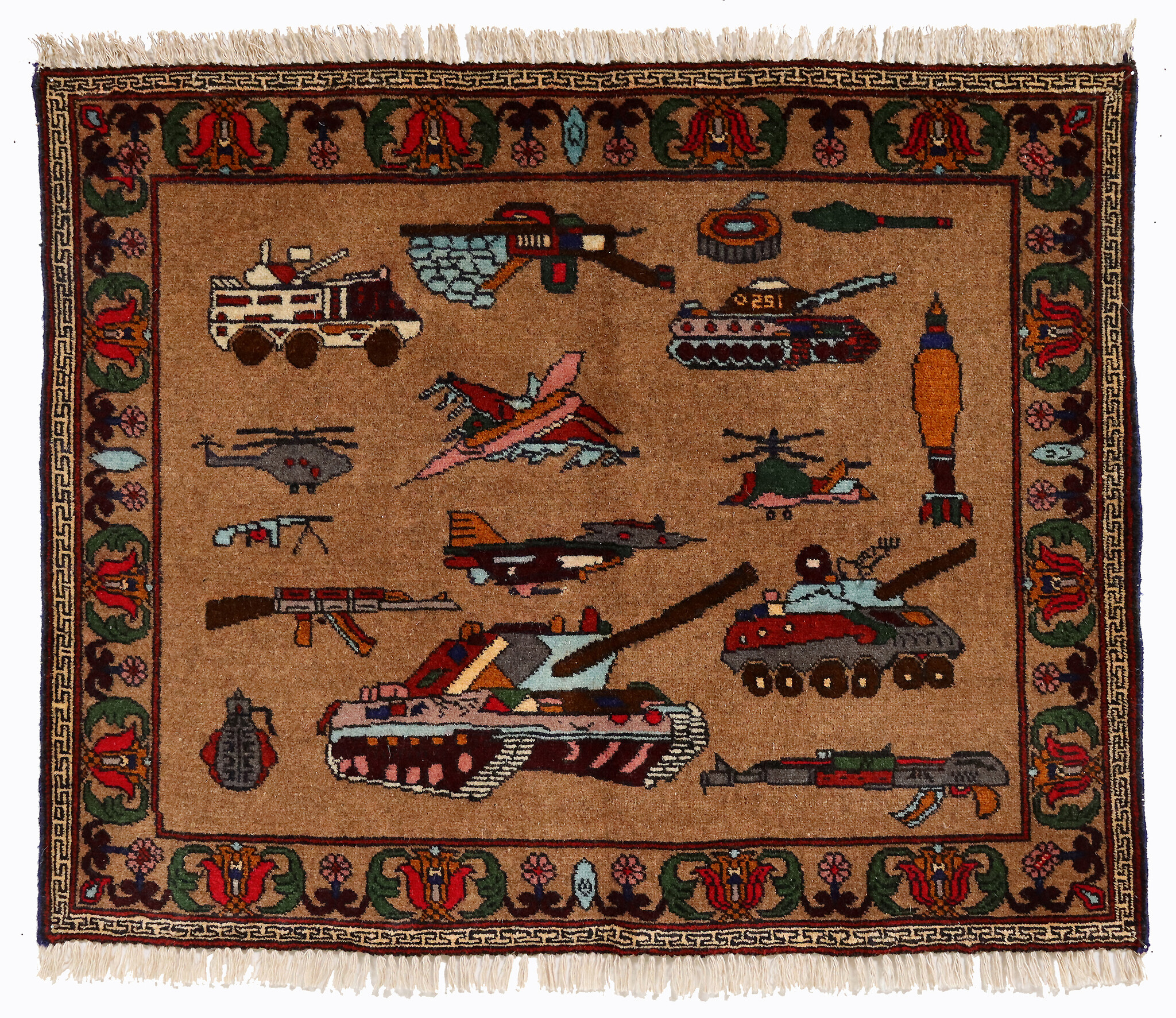 86x68 cm Afghan Kriegteppich Handgeknüpf Teppich Afghanistan 23/PK113