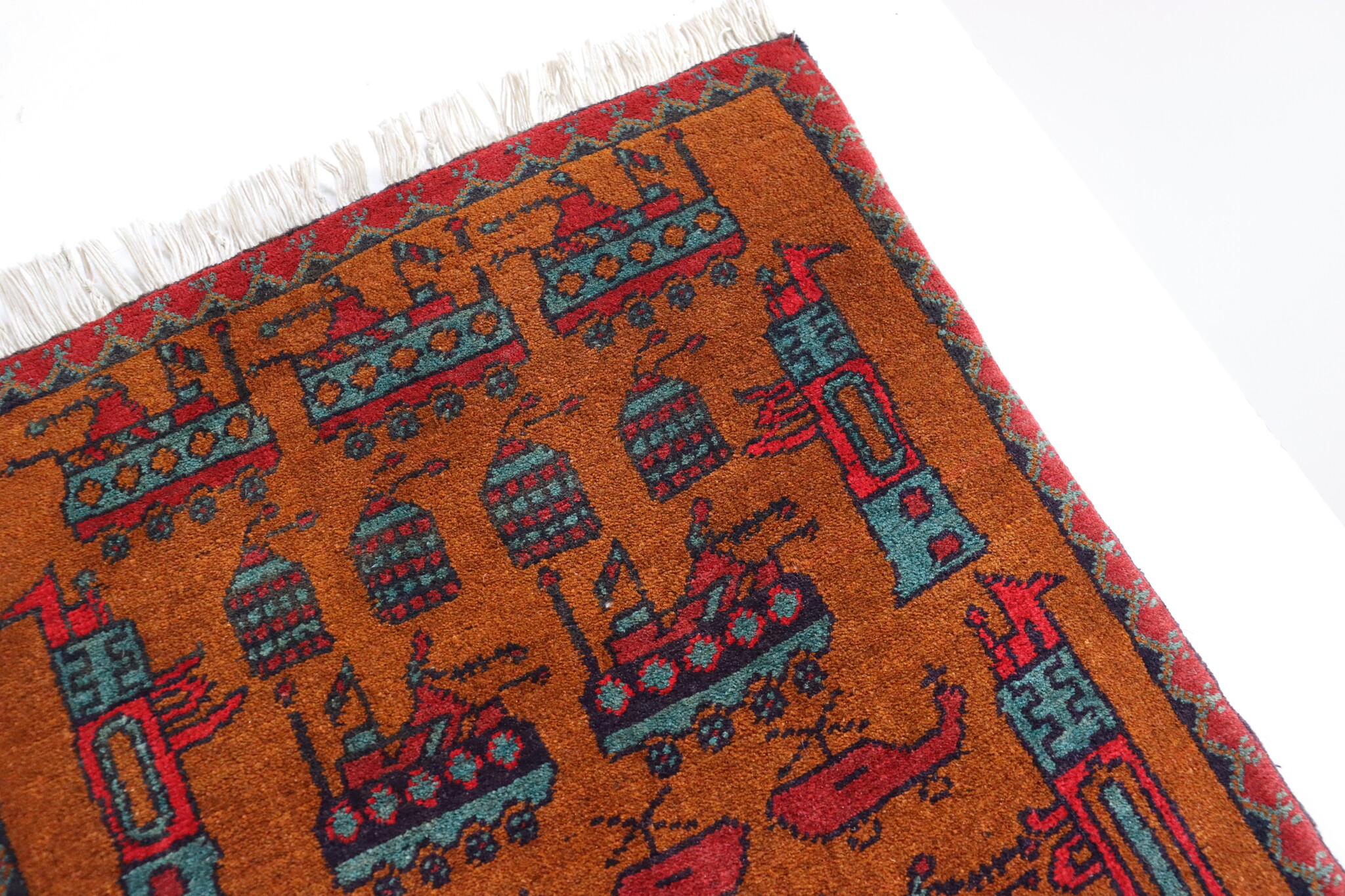 75x55 cm Afghan Kriegteppich Handgeknüpf Teppich Afghanistan 23/PK50