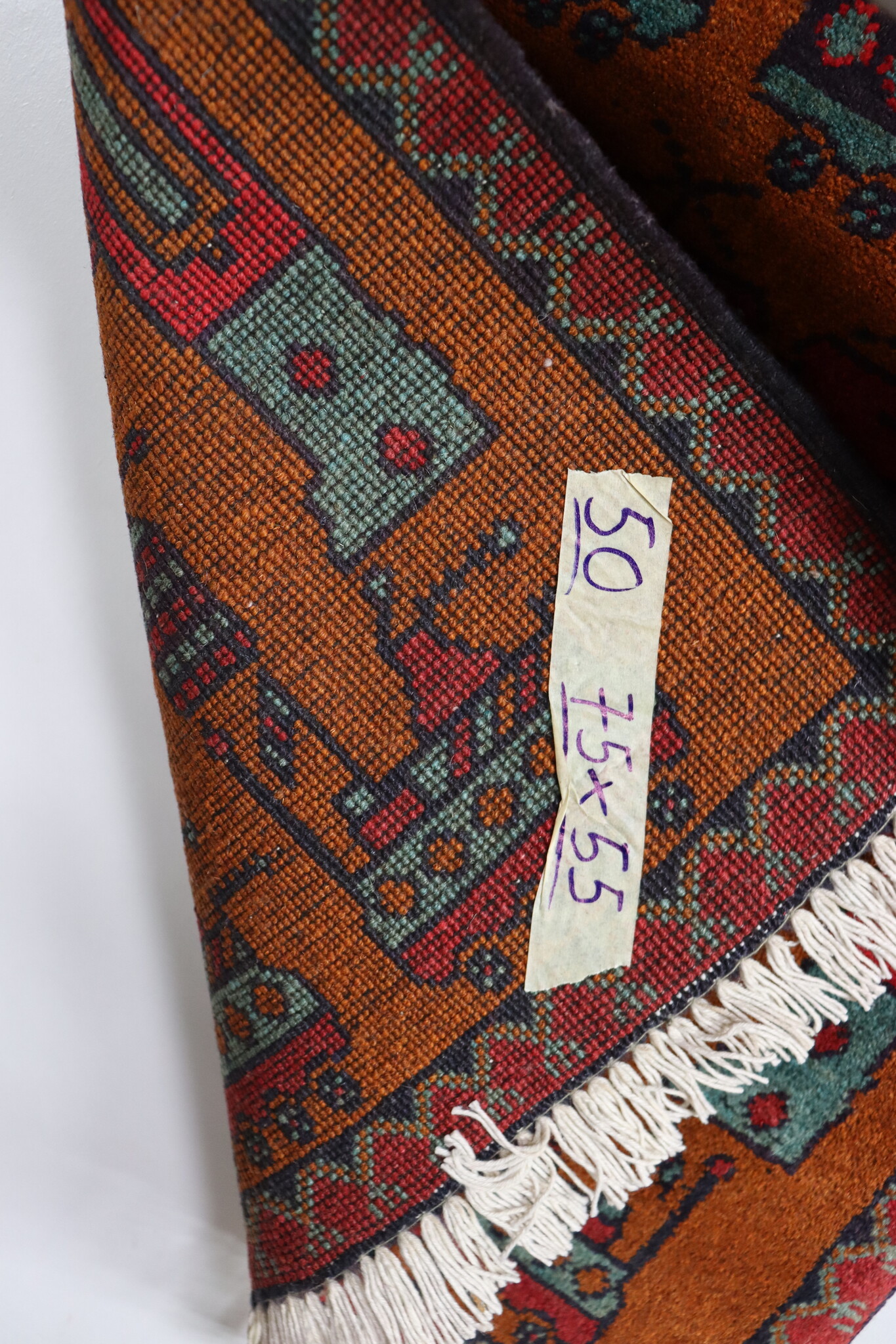 75x55 cm Afghan Kriegteppich Handgeknüpf Teppich Afghanistan 23/PK50