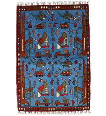 145x100 cm Afghan Kriegteppich Handgeknüpf Teppich Afghanistan 23/PK14