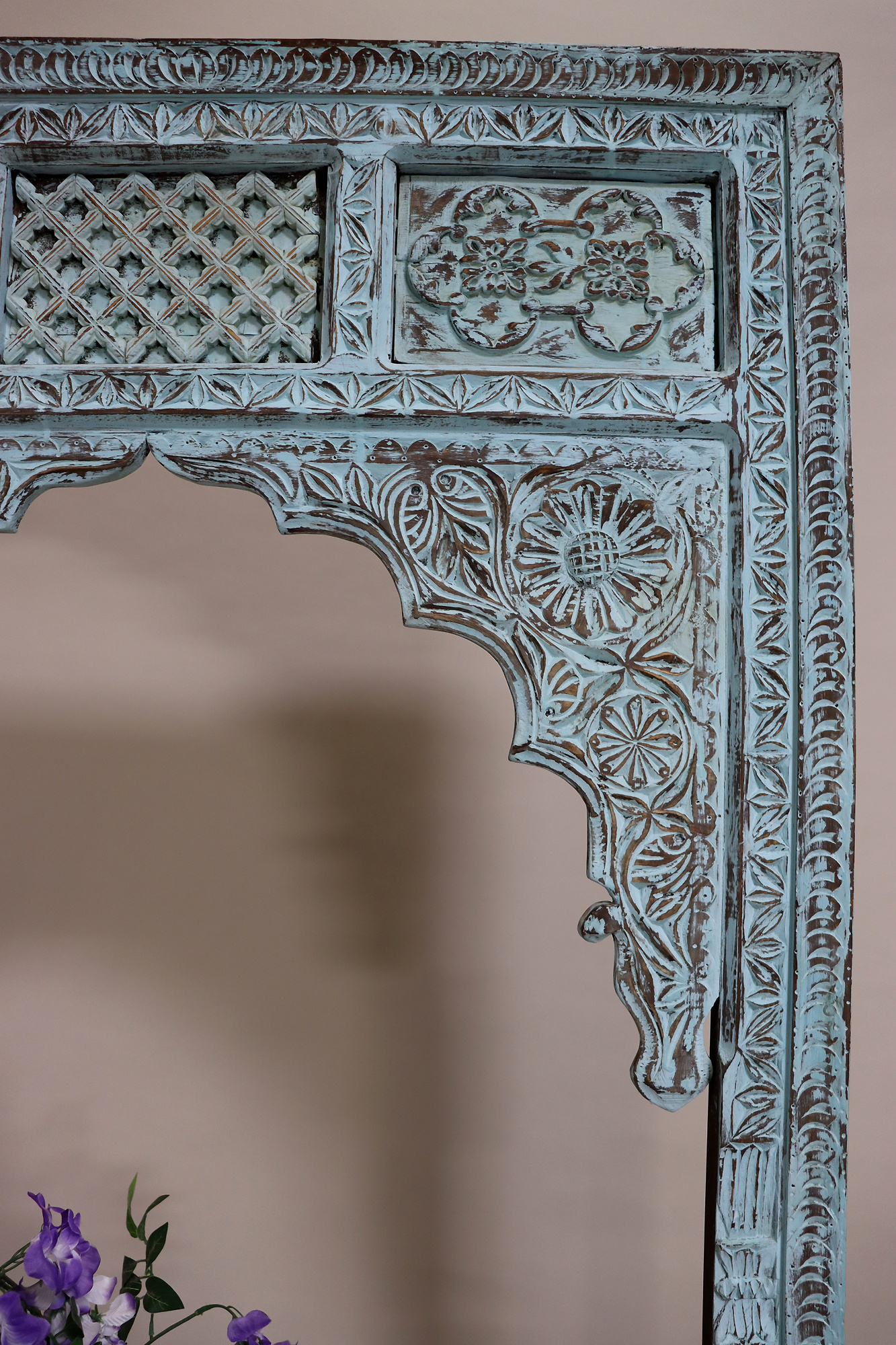massivholz handgeschnitzte orient Afghan schäbig Fenster Holz spiegel tür Bogen Rahmen 23/E
