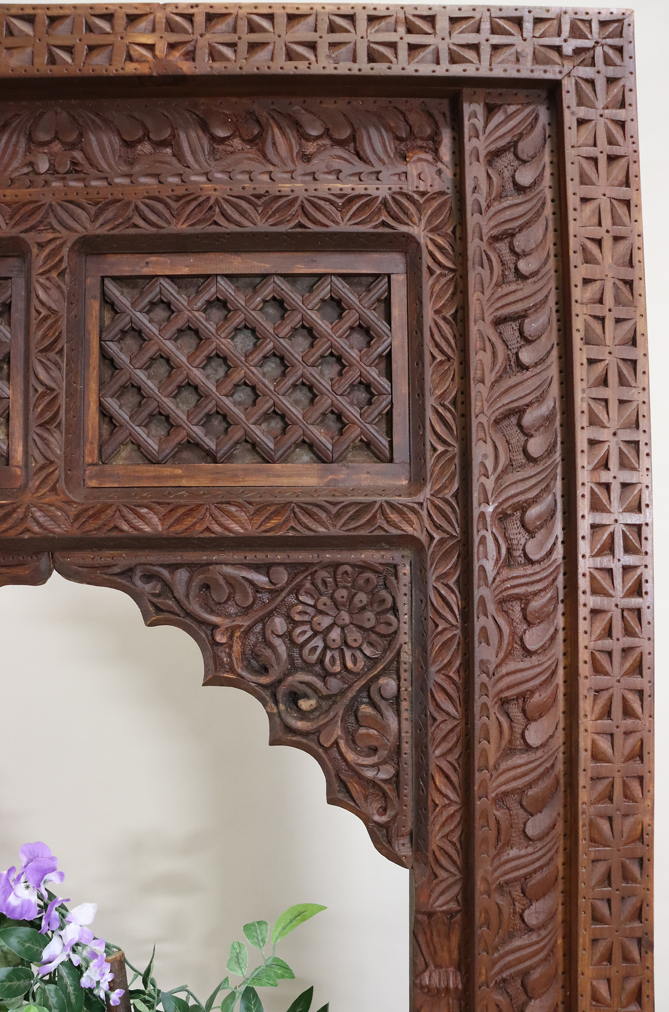 Mirror carving wooden Archway door Frame from Nuristan Afghanistan 23/K