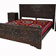 3-tlg schlafzimmer Set orient handgeschnitzt Massivholz Bett doppelbett Nachtkommode Nuristan Afghanistan  23/B