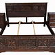 3-piece bedroom set orient hand-carved solid wood bed double bed bedside table  Nuristan  Afghanistan 23B
