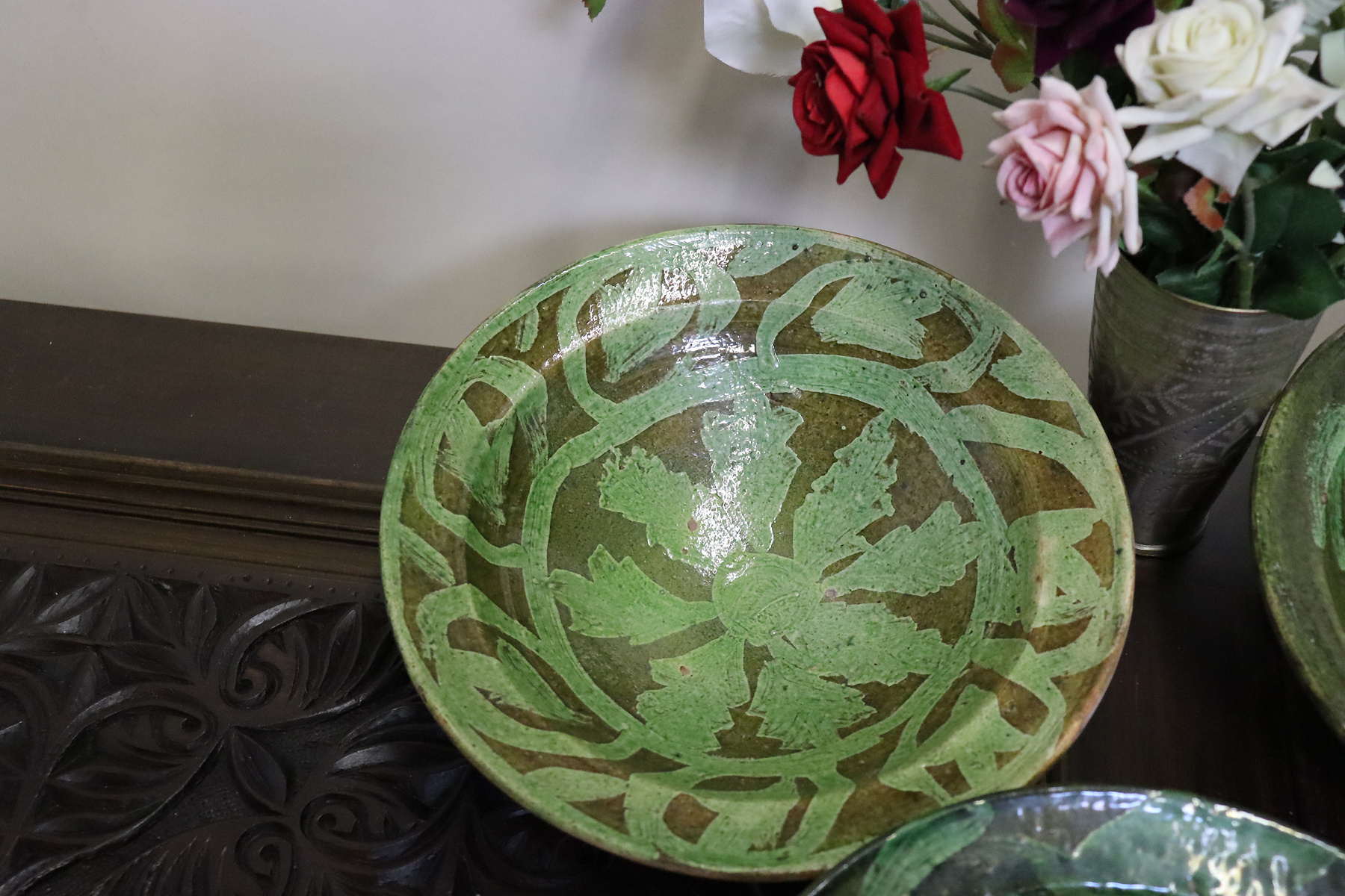 1 Stück  handgefertigt Keramik Teller aus  Swat-Tal Pakistan und Südafghanistan Nr. 23/B
