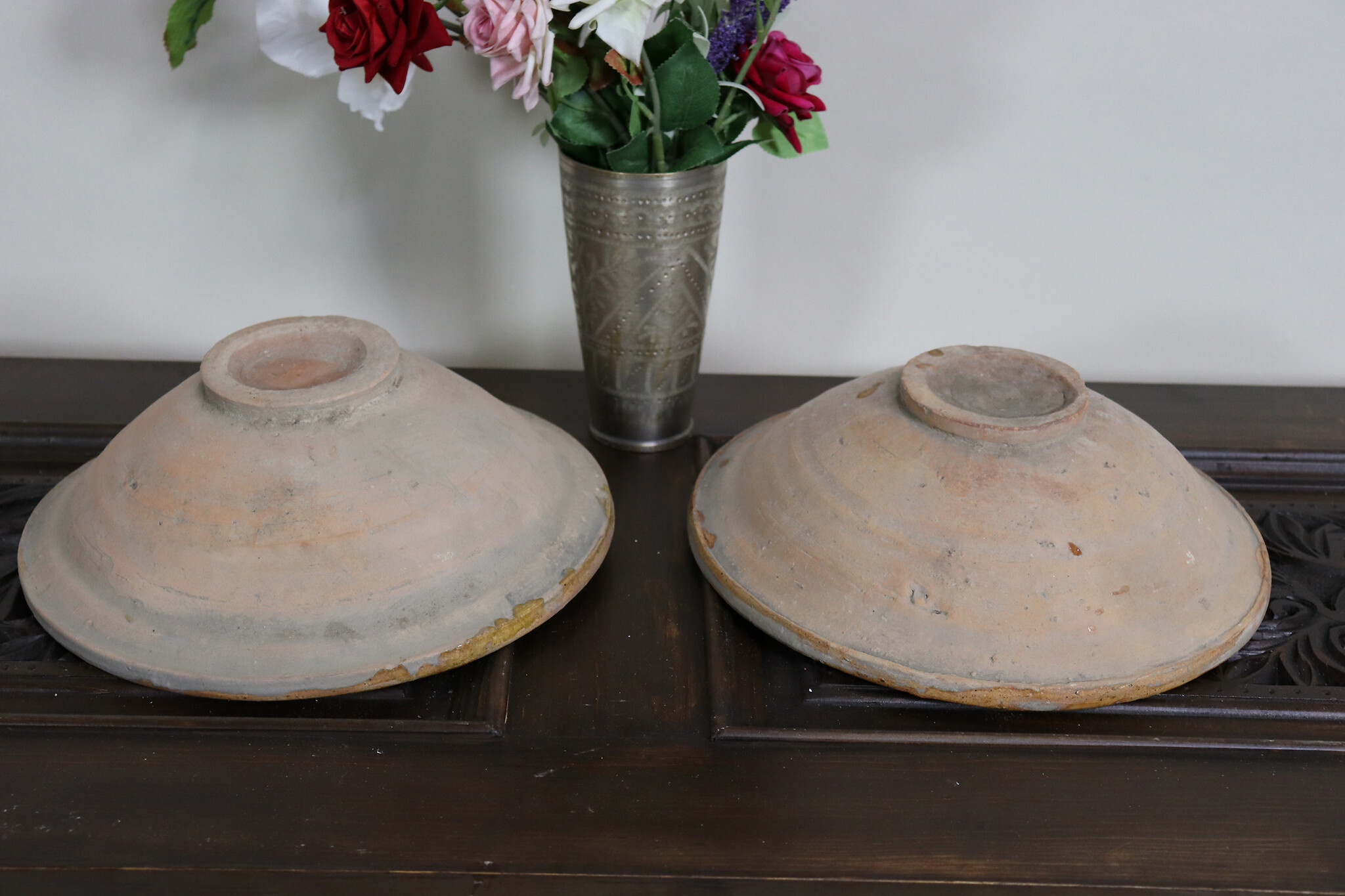 Set of 2 handmade Clay Bowls pottery bowl plate Dish from Swat valley Pakistan  south Afghanistan No:23/D