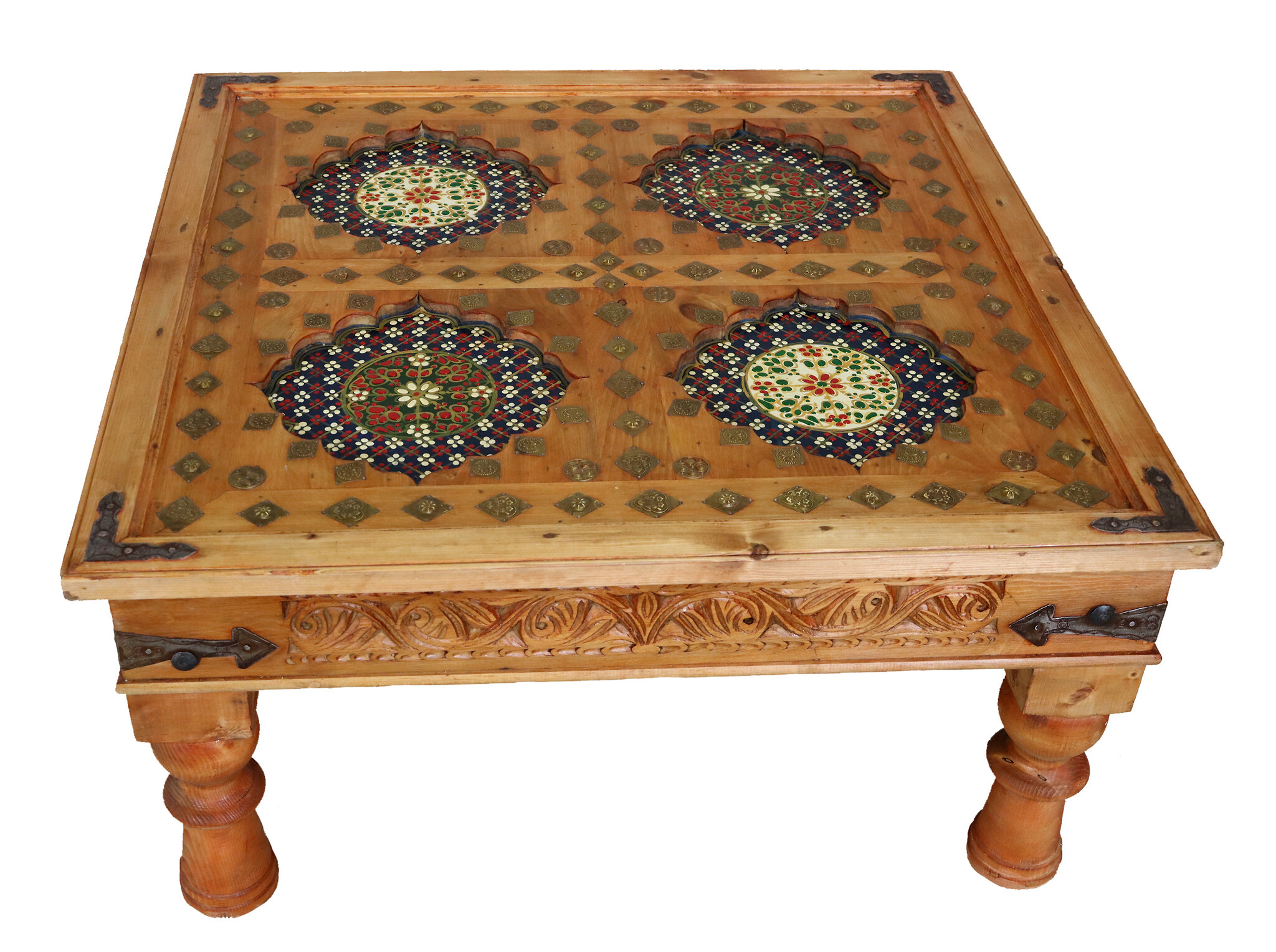 95x95 cm cm antique-look orient colonial solid wood hand-carved table Coffee Table living room table coffee table from Afghanistan (BETT)