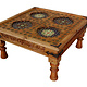 95x95 cm cm antique-look orient colonial solid wood hand-carved table Coffee Table living room table coffee table from Afghanistan (BETT)