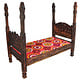 single bed four-poster bed guest bed bedroom orient hand-carved solid wood bed from Nuristan Afghanistan 2000