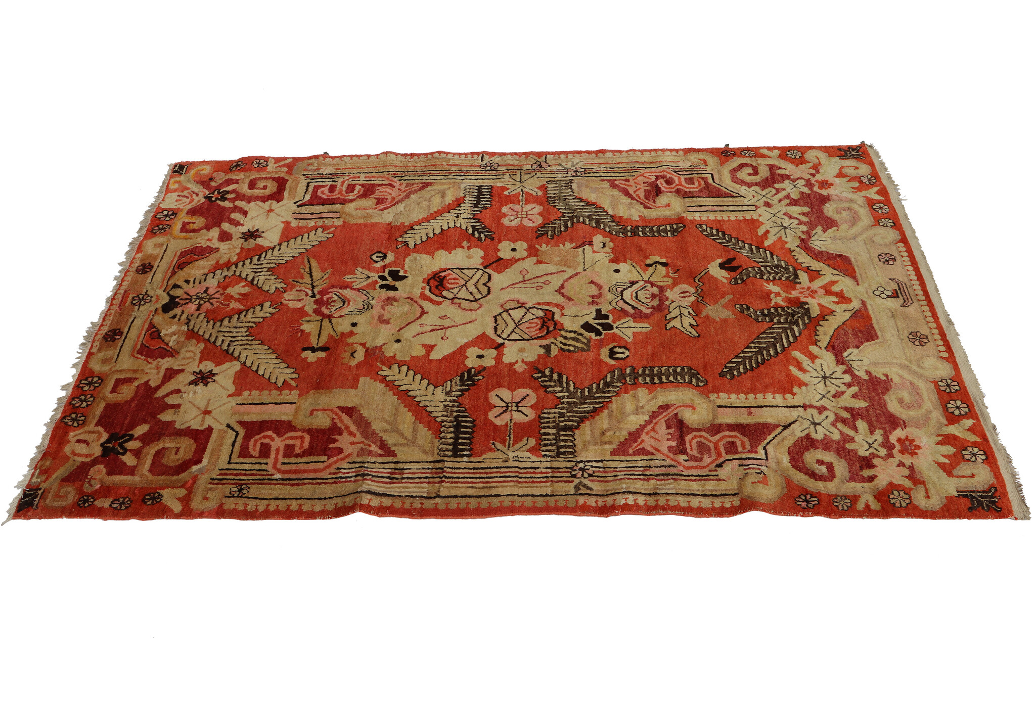 215x140 cm original antique Khotan Samarkand rug Chinese Turkestan hand knotted carpet No:23B