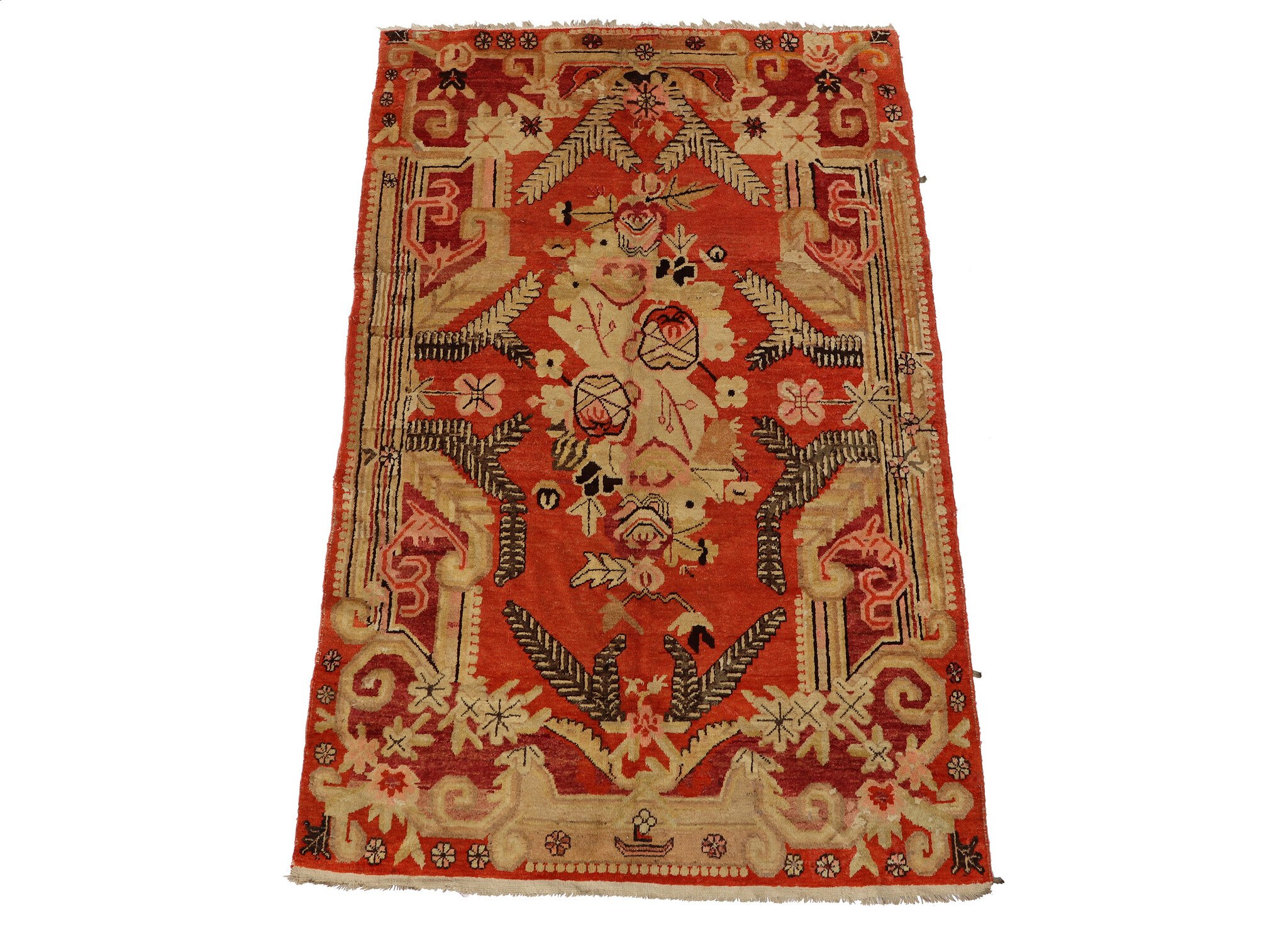 215x140 cm original antique Khotan Samarkand rug Chinese Turkestan hand knotted carpet No:23B