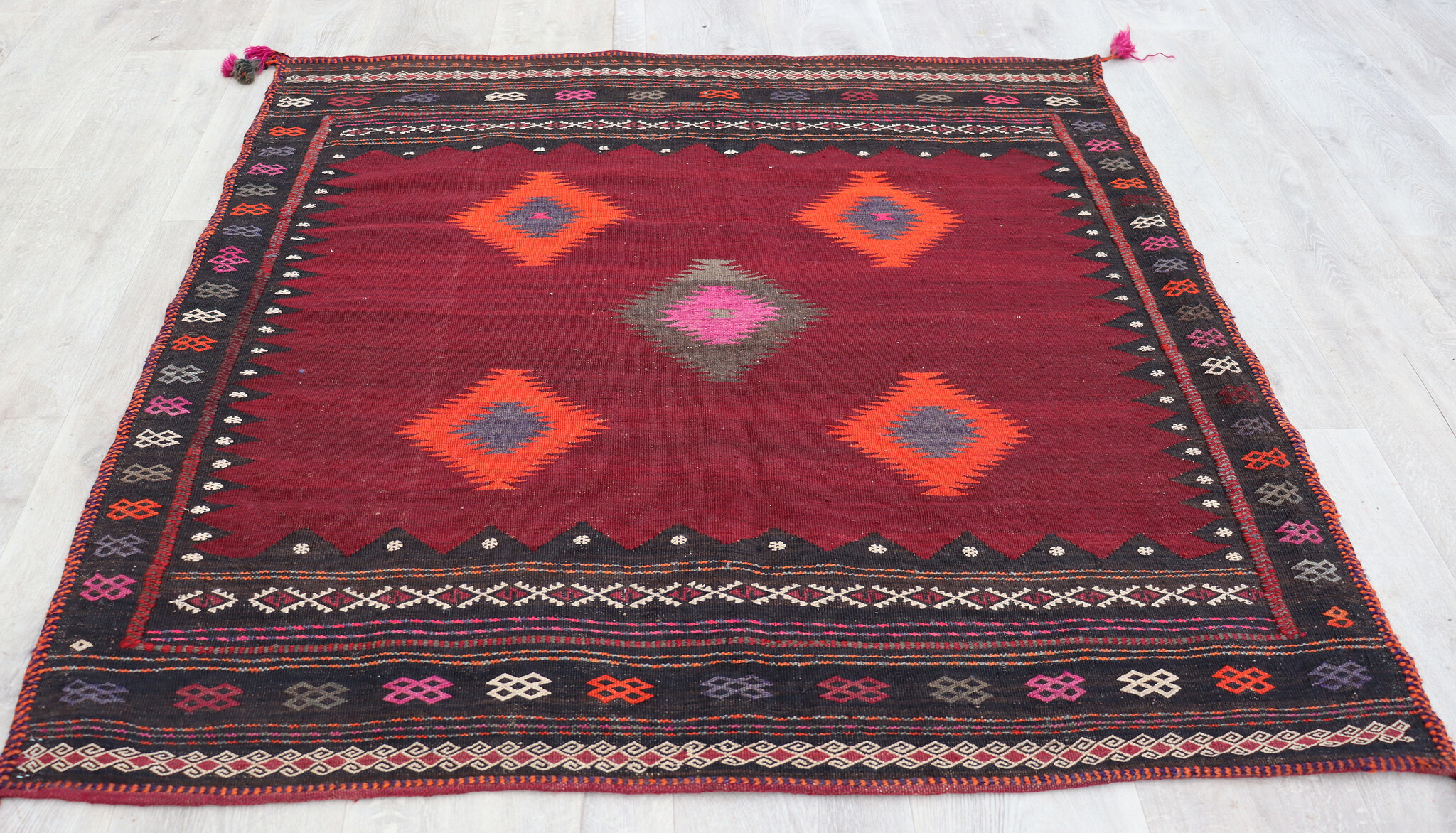 130x128  cm  oriental Handmade nomadic  kilim from Afghanistan sofrah No: 71