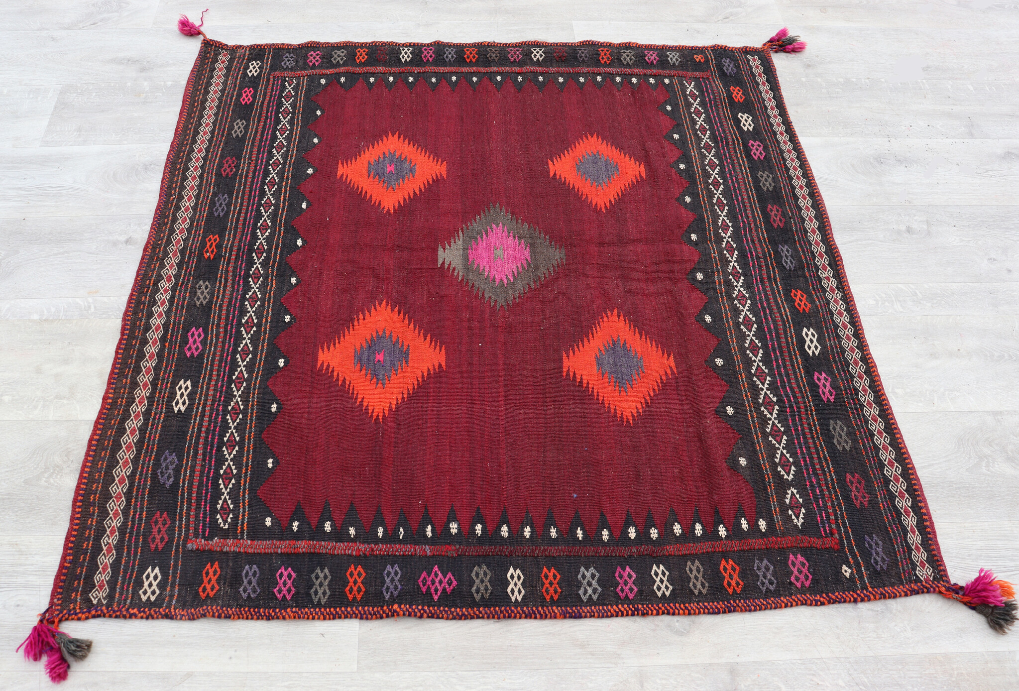 130x128  cm  oriental Handmade nomadic  kilim from Afghanistan sofrah No: 71