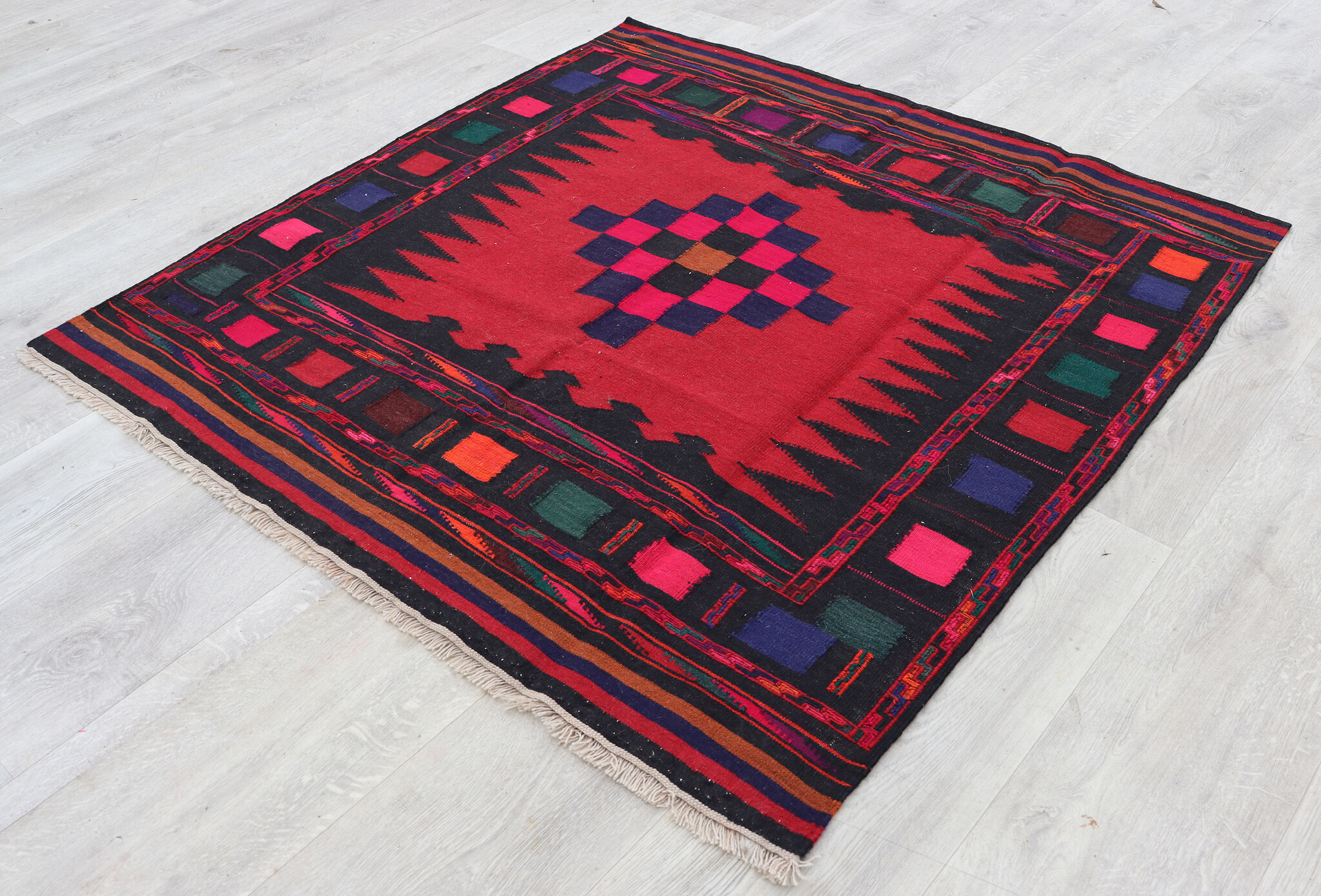 120x120  cm  oriental Handmade nomadic  kilim from Afghanistan sofrah No:  69