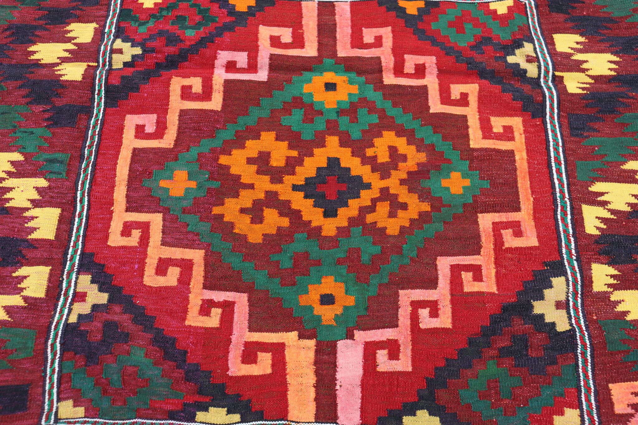 154x144  cm handgewebte nomaden orient Kelim aus Afghanistan sofrah Nr:  65