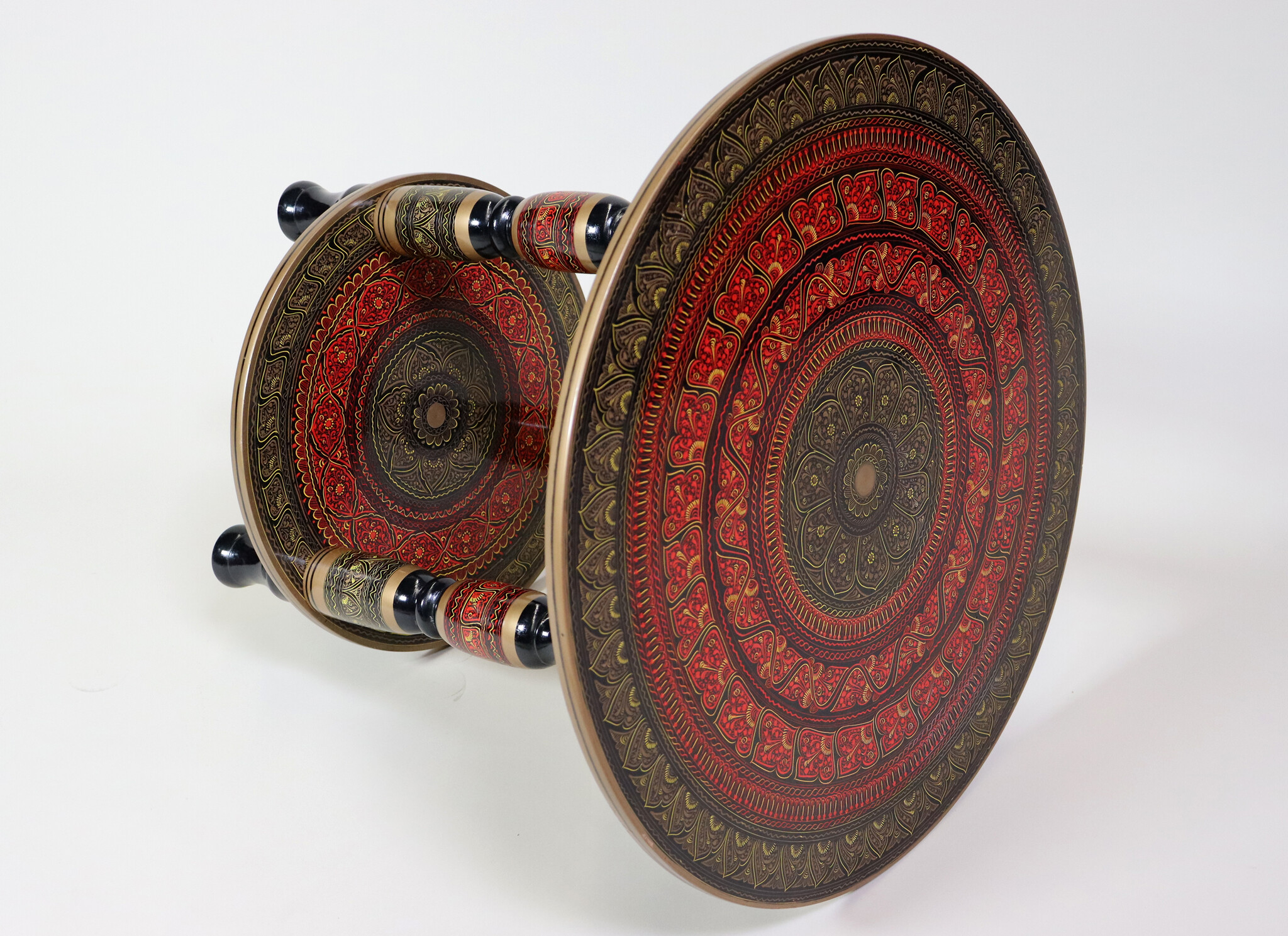 60 cm Ø orientalische handbemalte Lacquerware beistelltisch blumentisch Telefontisch Teetisch Tisch aus Pakistan