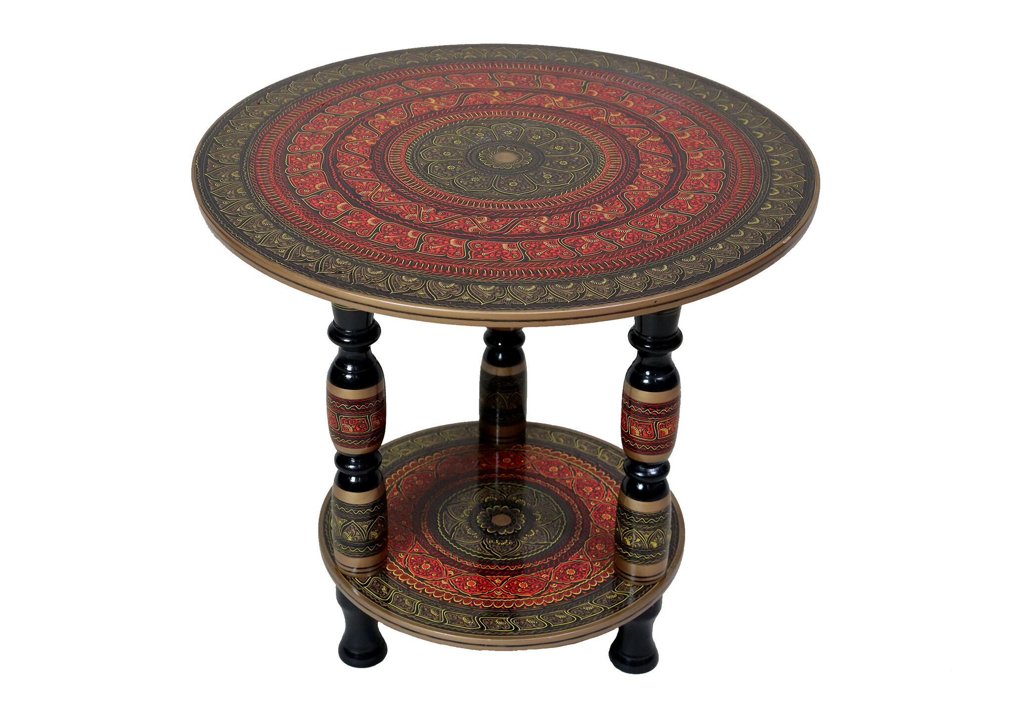 60 cm Ø orientalische handbemalte Lacquerware beistelltisch blumentisch Telefontisch Teetisch Tisch aus Pakistan