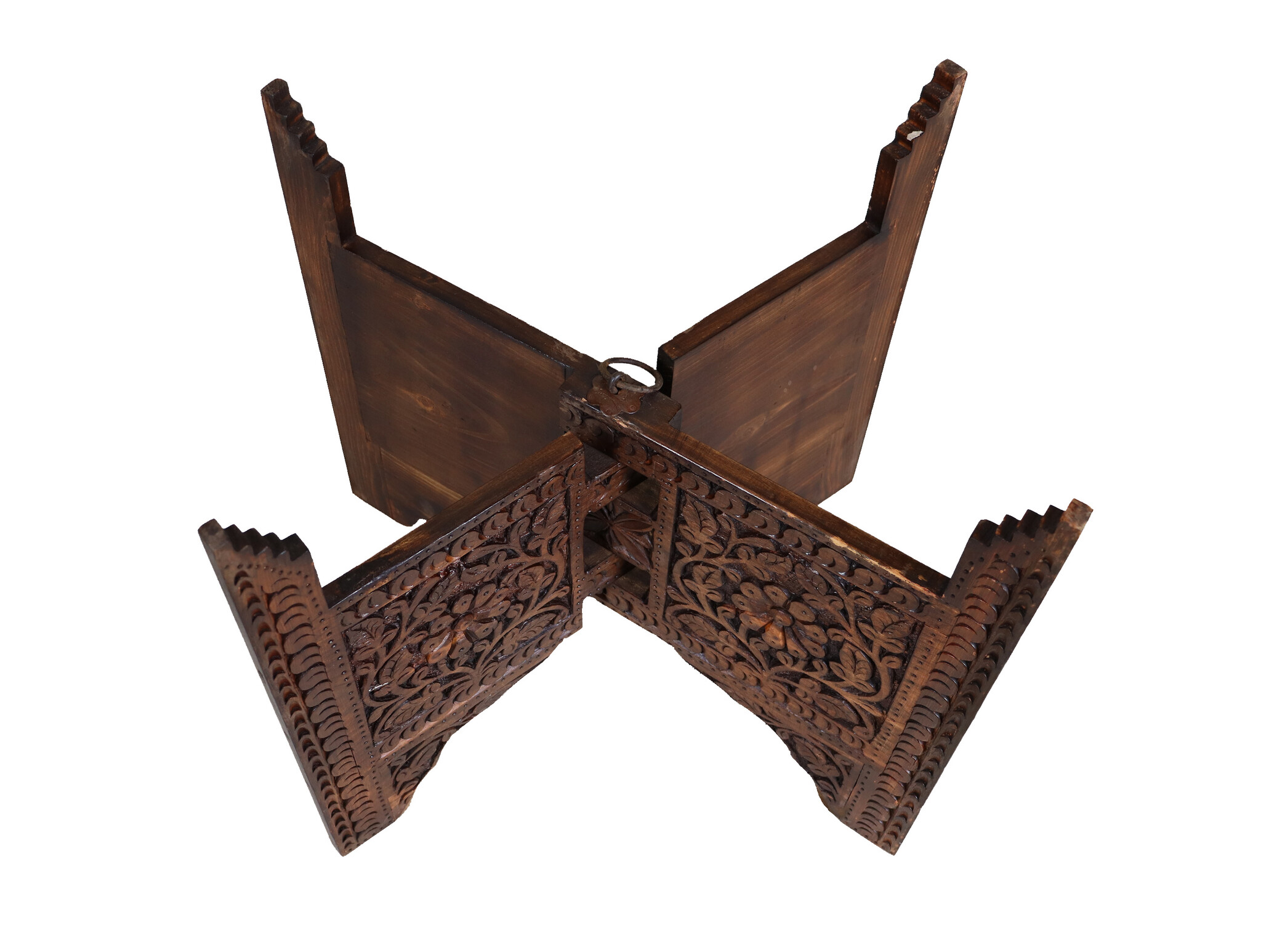 60 cm Ø Egyptian Moroccan Vintage India Table stand Folding Table Base Carved Wooden oriental Coffee H45 oriental Islamic style Coffee Tea Base NUR/60 A