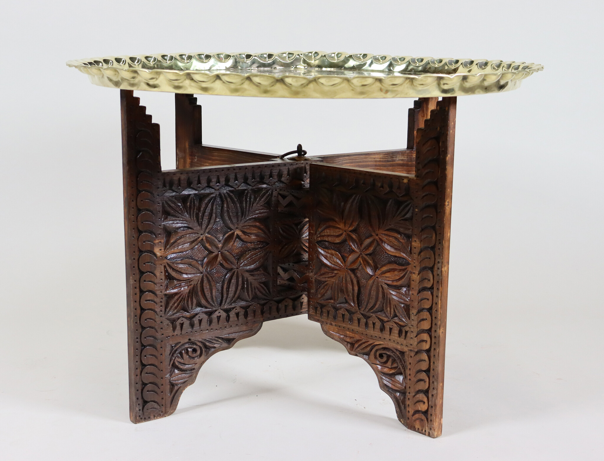 72 cm Ø    orient Islamic  Hammer Engraved Brass table Tea table side table Tray from Afghanistan  No-NUR/B