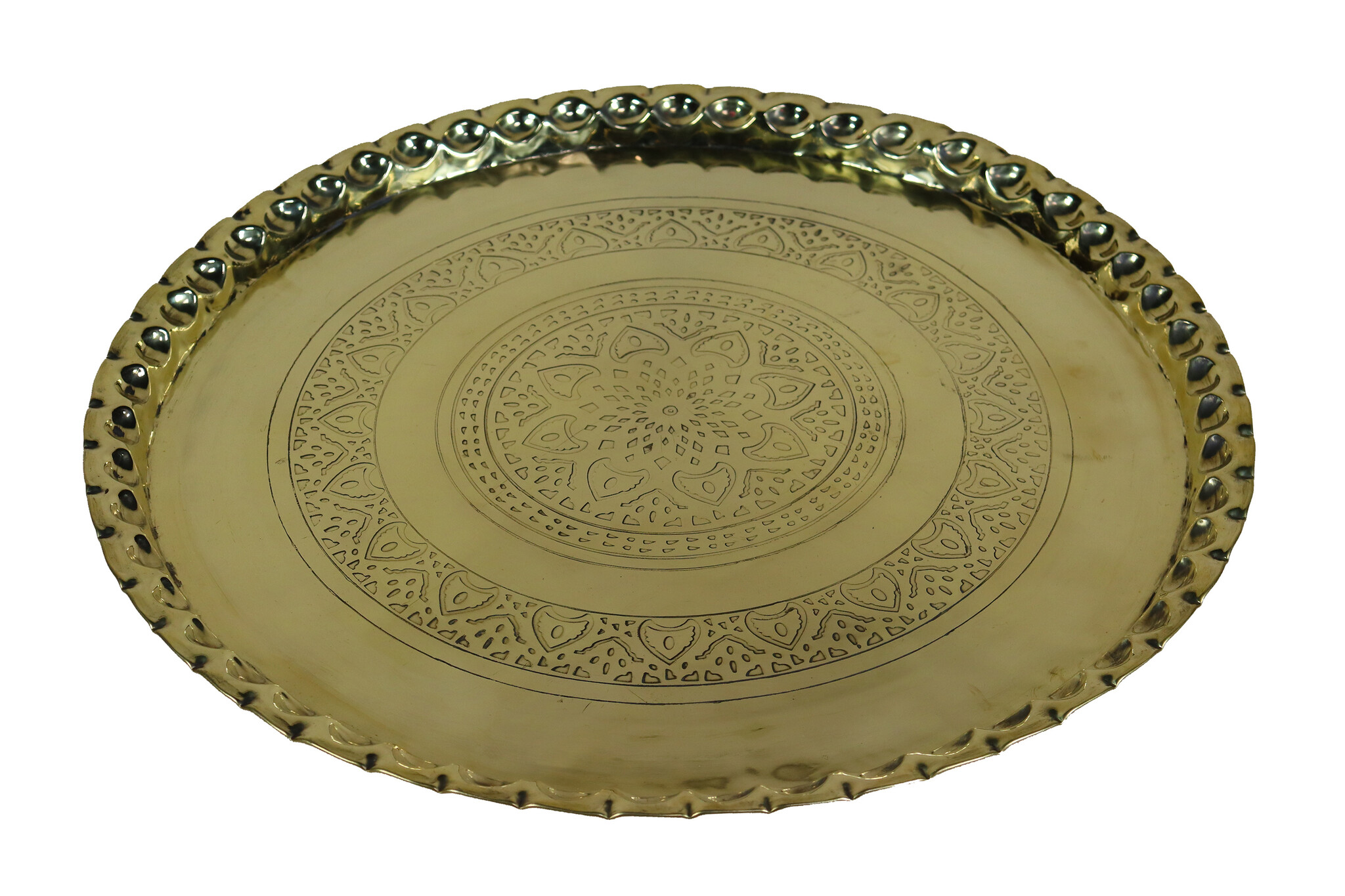 72 cm Ø    orient Islamic  Hammer Engraved Brass table Tea table side table Tray from Afghanistan  No-NUR/B