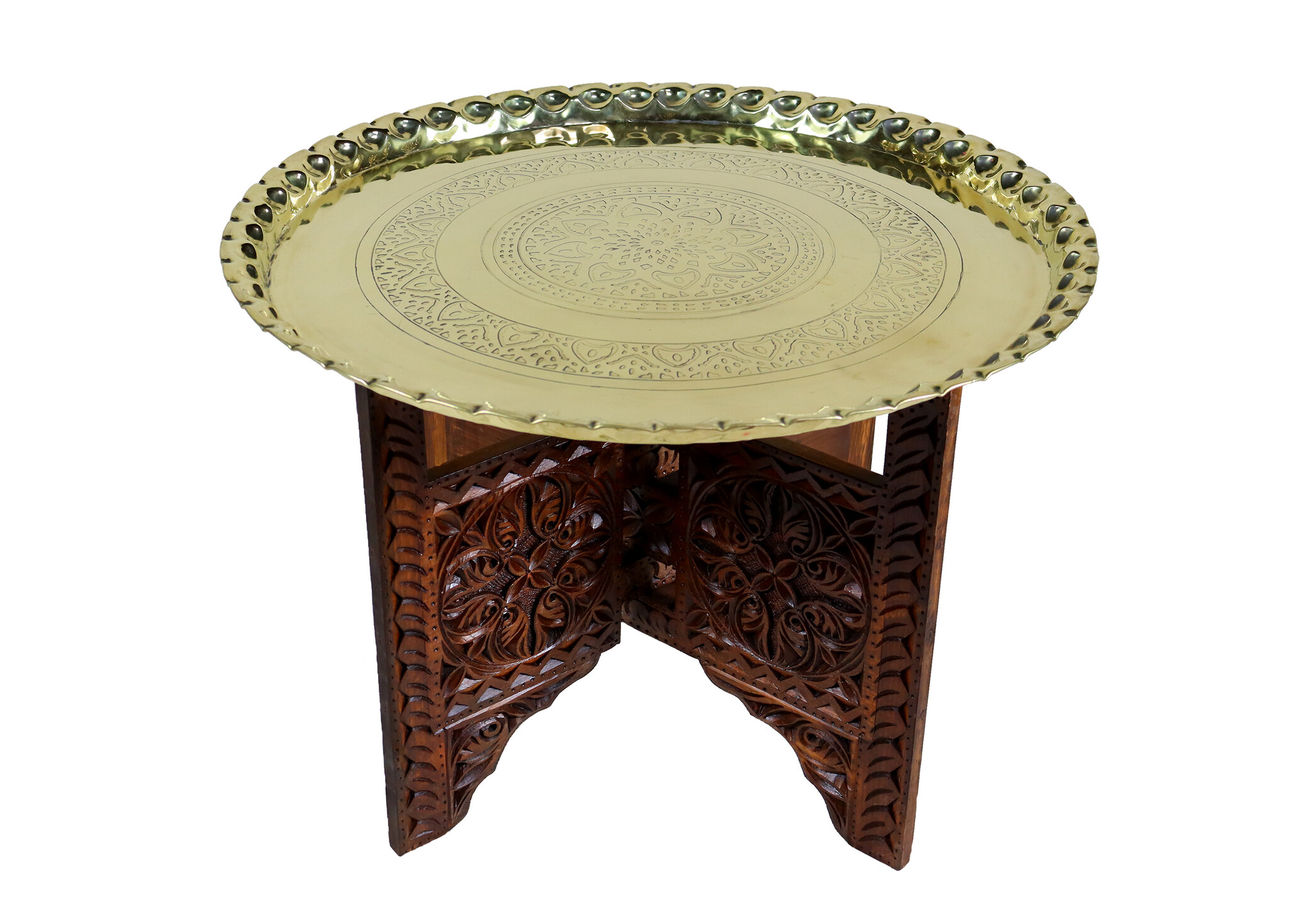 72 cm Ø    orient Islamic  Hammer Engraved Brass table Tea table side table Tray  No-NUR/C