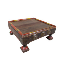 55x55 cm Antik Massivholz handgeschnitzte orient Teetisch beisteltisch Tisch Hocker Messing verziert aus Afghanistan Nr-23