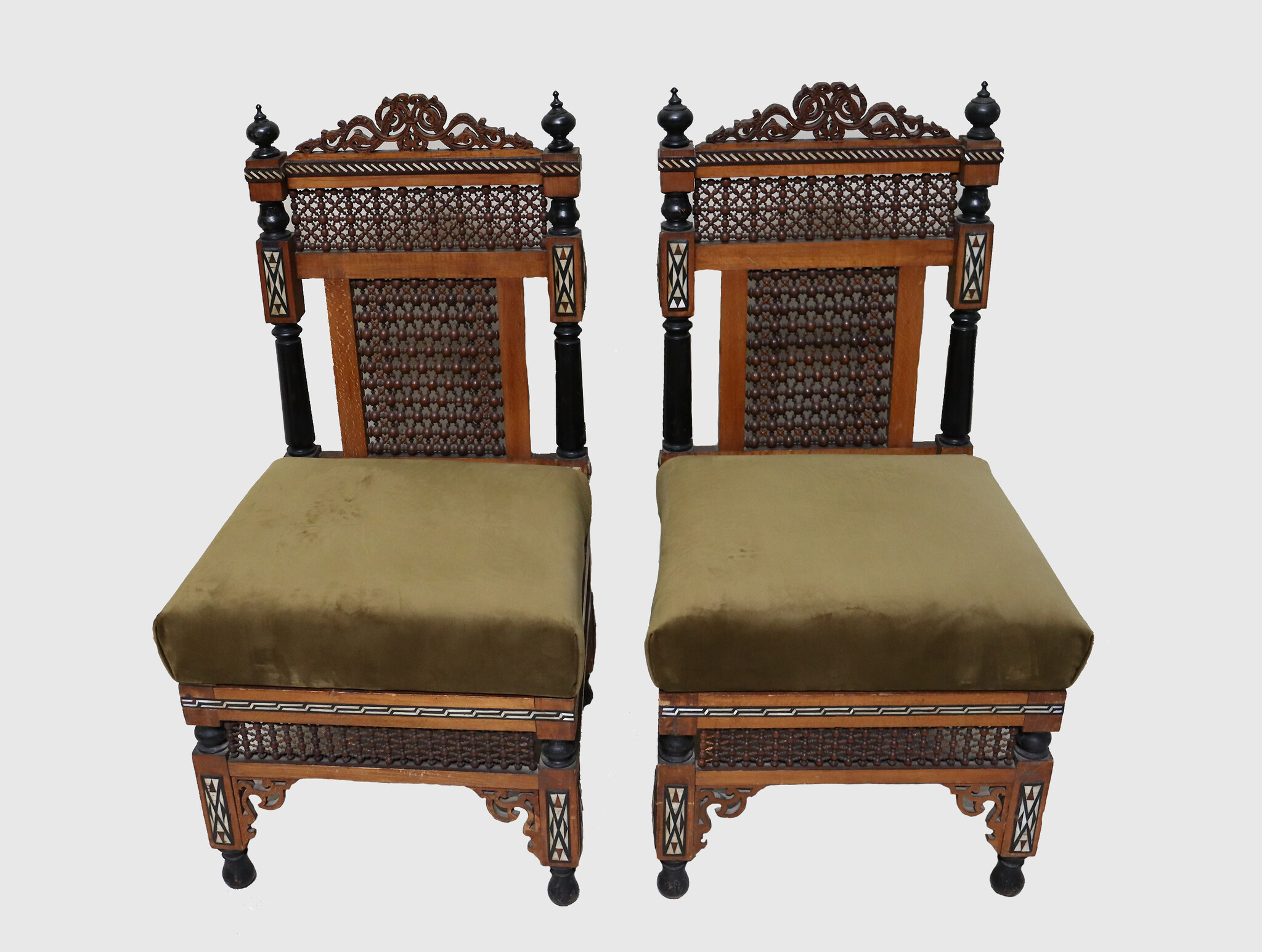 7-teilige Antik syrische  Garnitur Sofagarnitur Sessel Stuhl