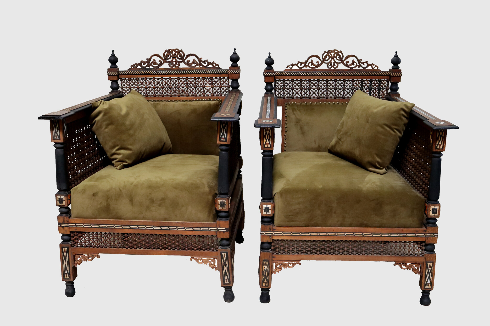 7-piece  Antique Mother of Pearl Inlay  Syrian Sofa set