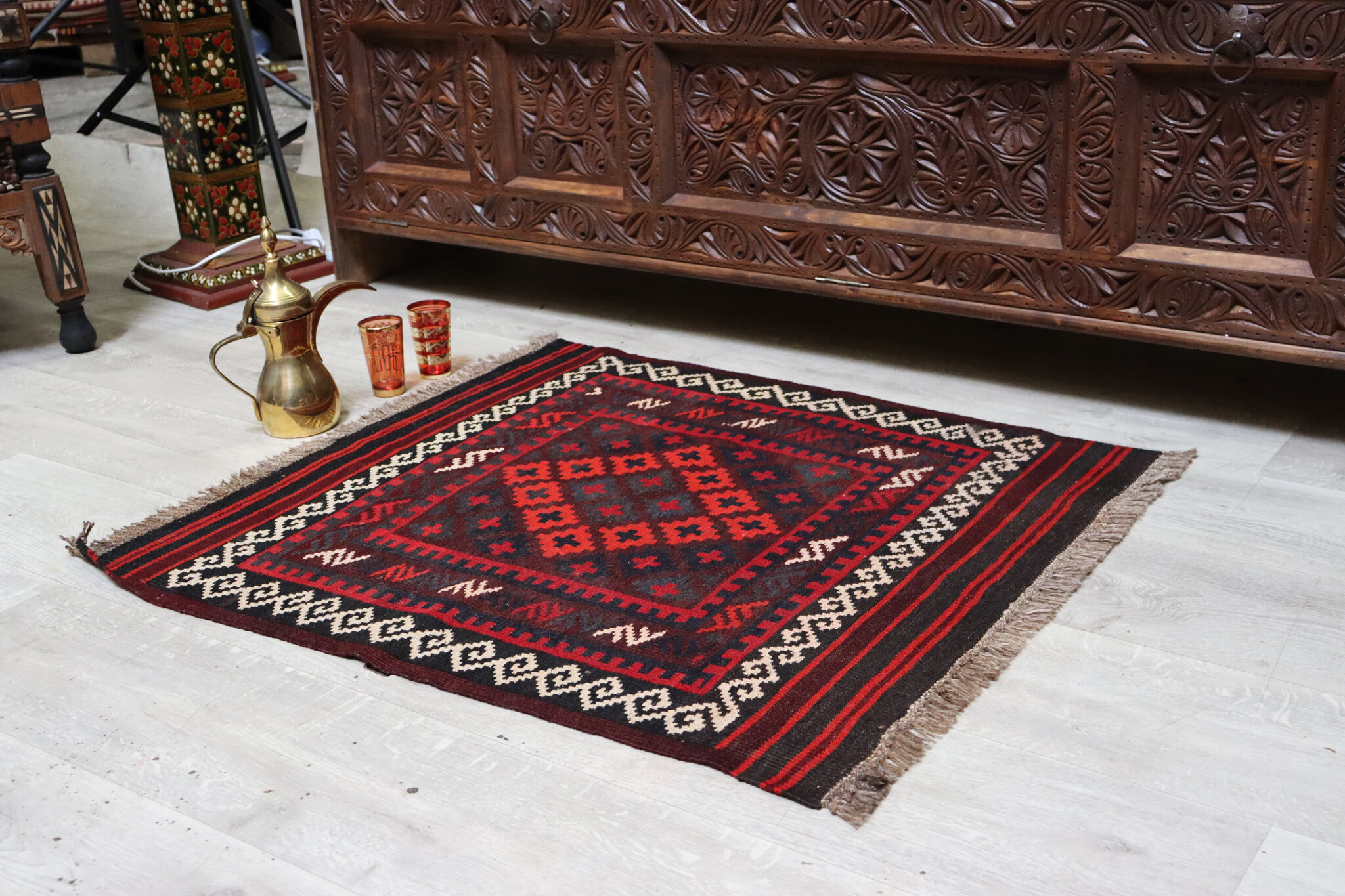 86x77 cm Afghan   nomadic Kilim rug  No:142