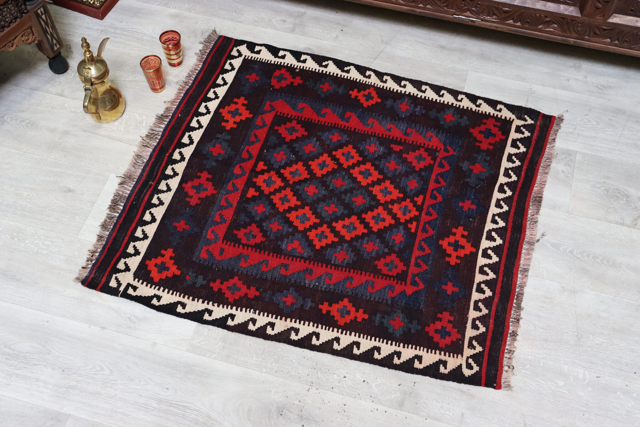 96x85 cm Afghan   nomadic Kilim rug  No:139