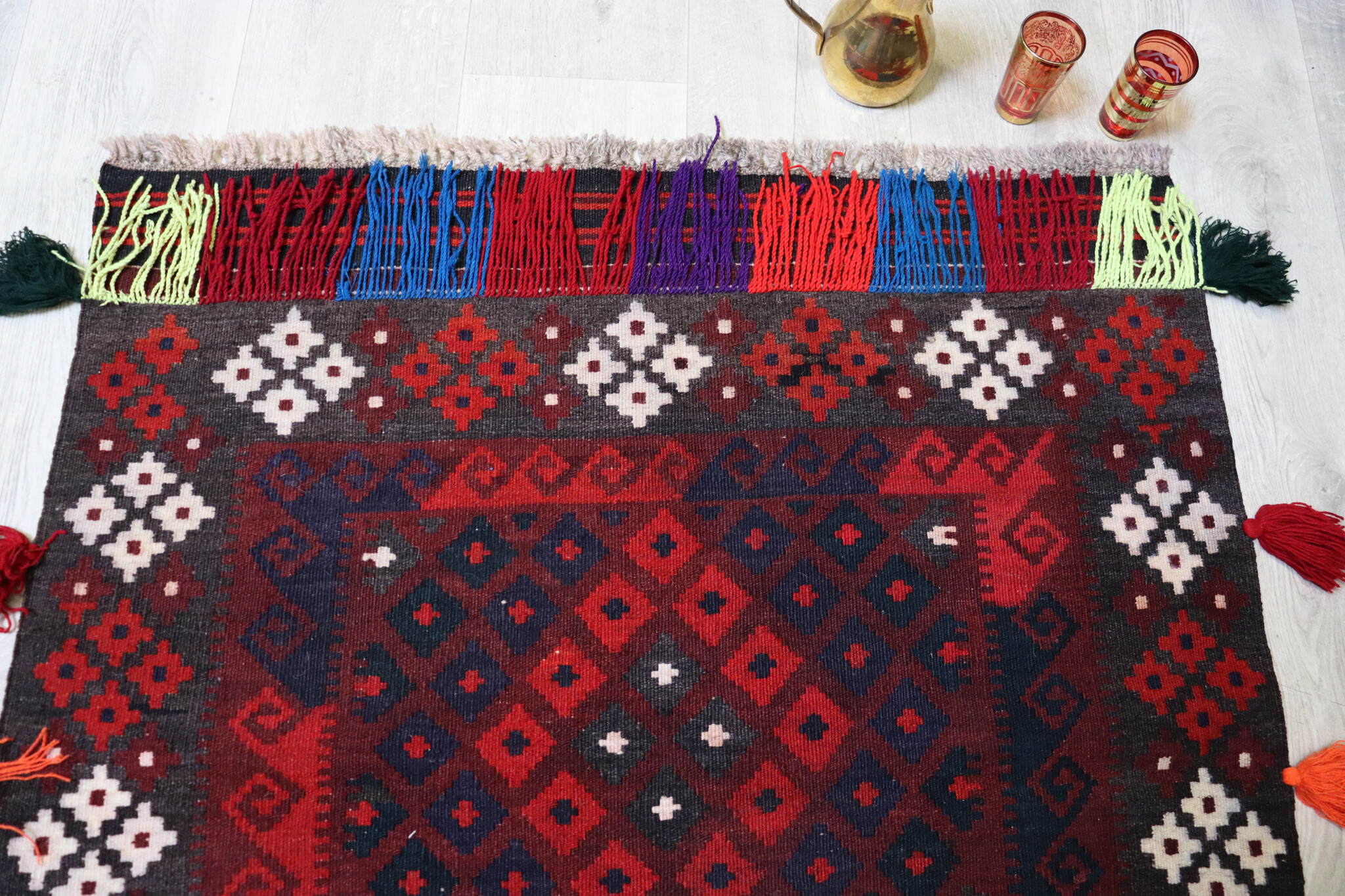 100x95 cm Afghan   nomadic Kilim rug  No:124