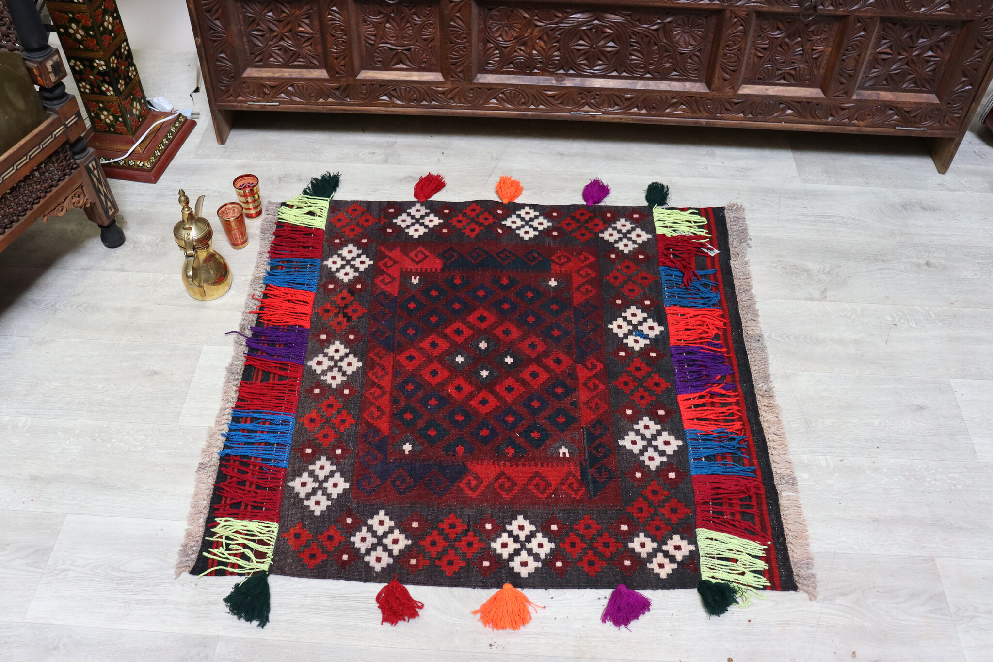 100x95 cm Afghan   nomadic Kilim rug  No:124