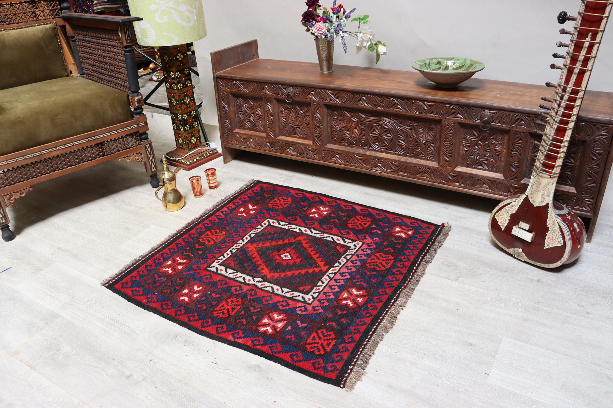 98x98 cm Afghan   nomadic Kilim rug  No:125