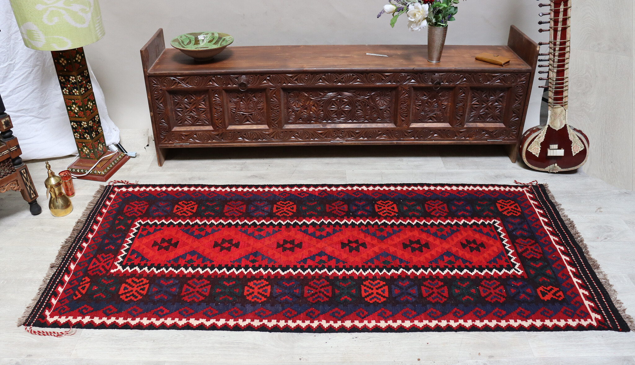 210x91 cm Afghan   nomadic Kilim rug  No:175