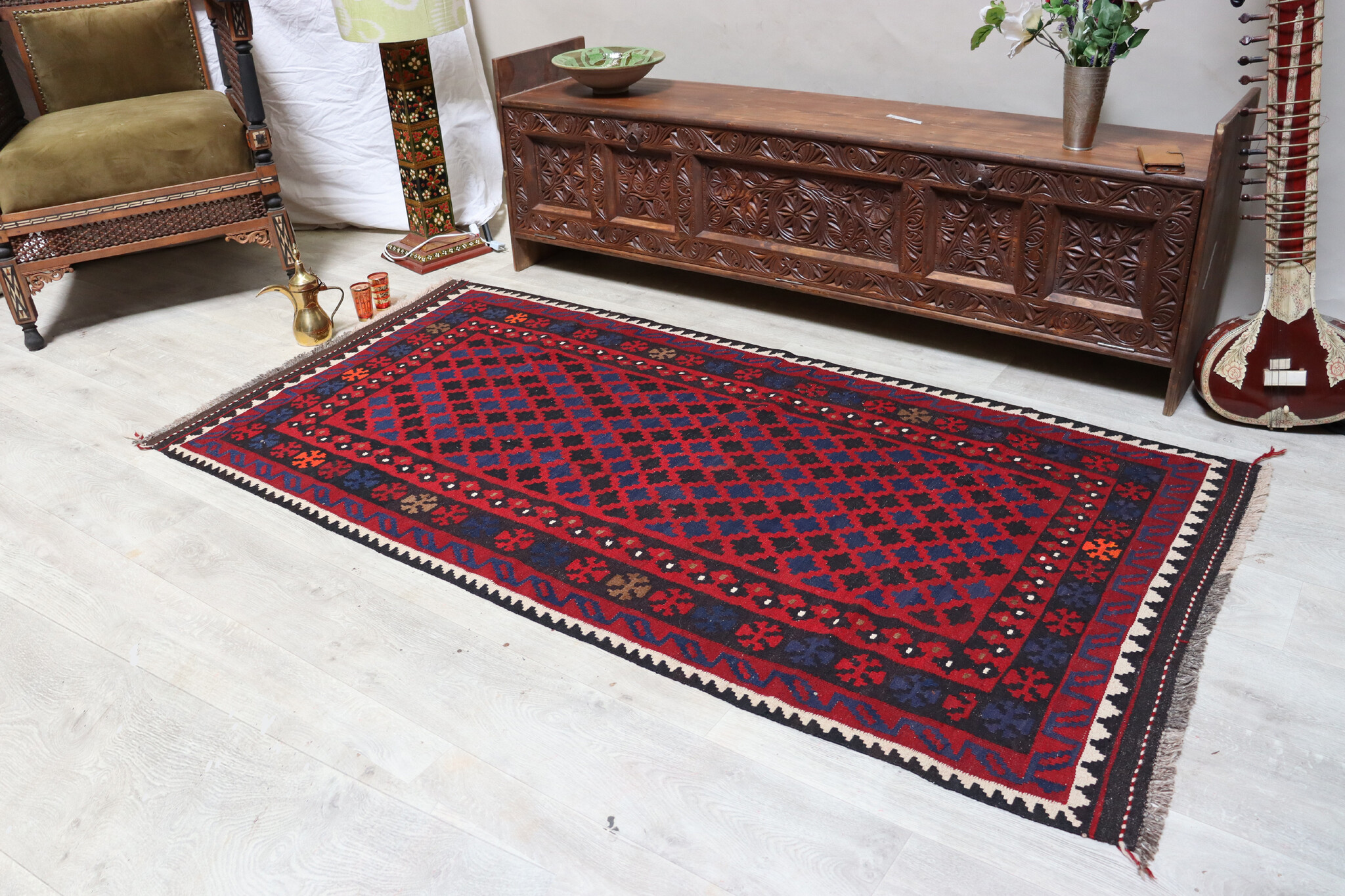 209x107 cm Afghan   nomadic Kilim rug  No:176