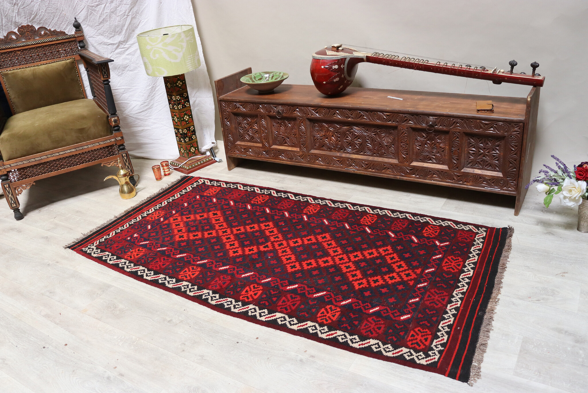 205x104 cm afghan maimana Kelim Nr: 169