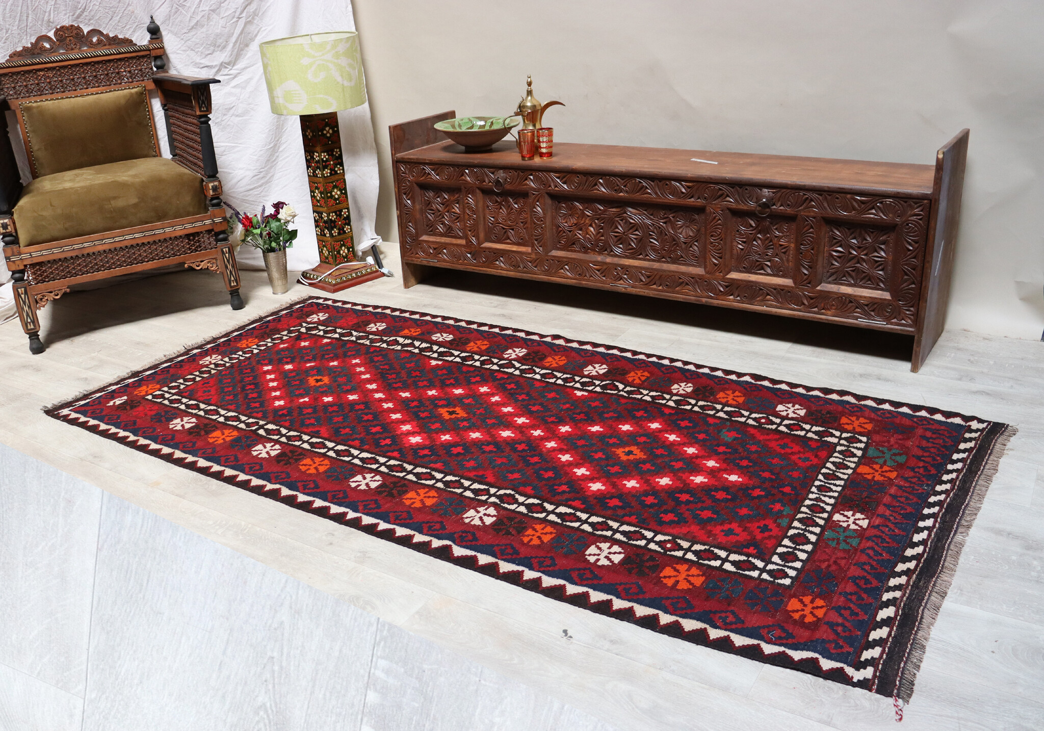 233x116 cm Afghan   nomadic Kilim rug  No:186