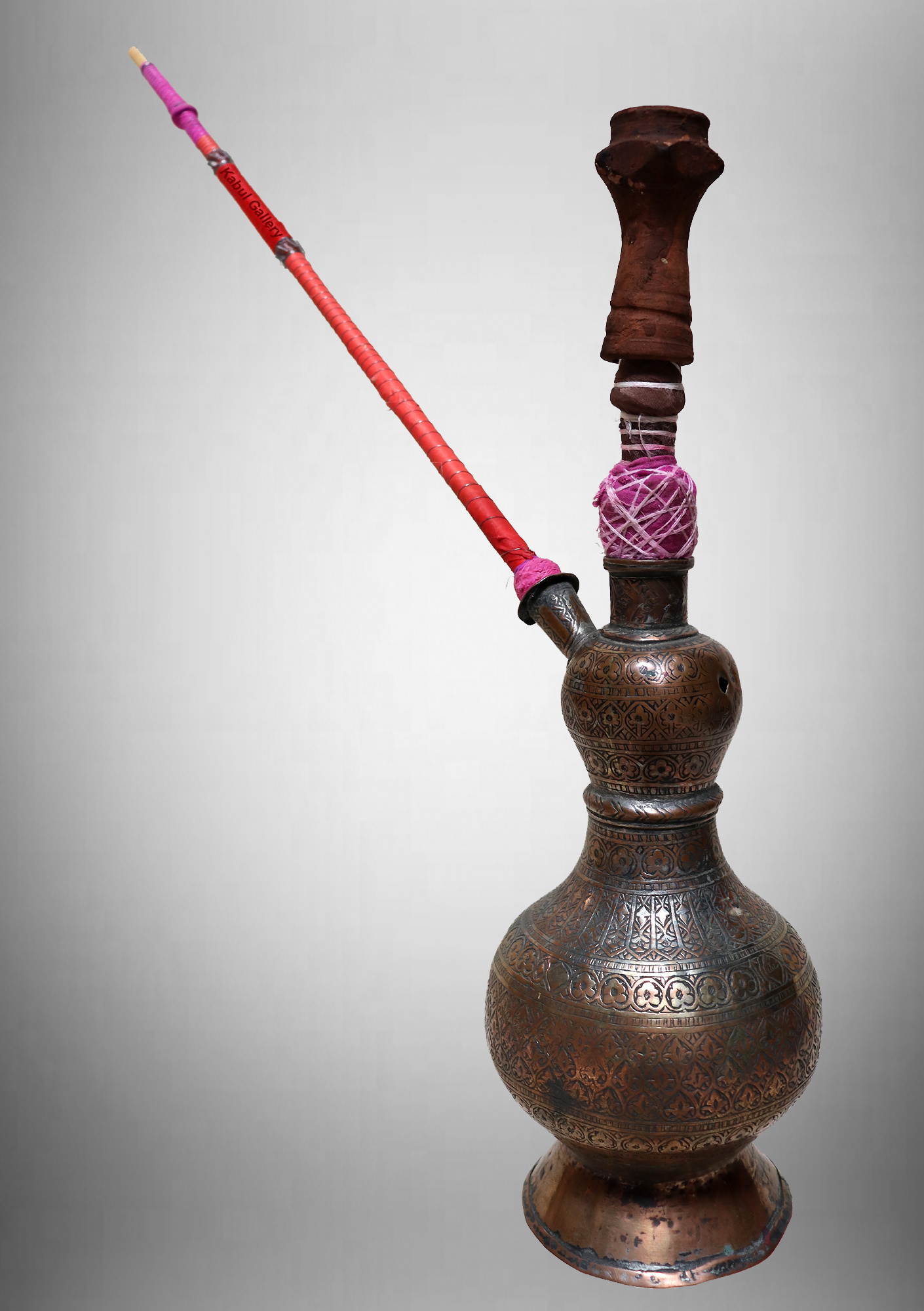 Antique Engraved copper Hookah Shisha hubble-bubble from Afghanistan No:23/14