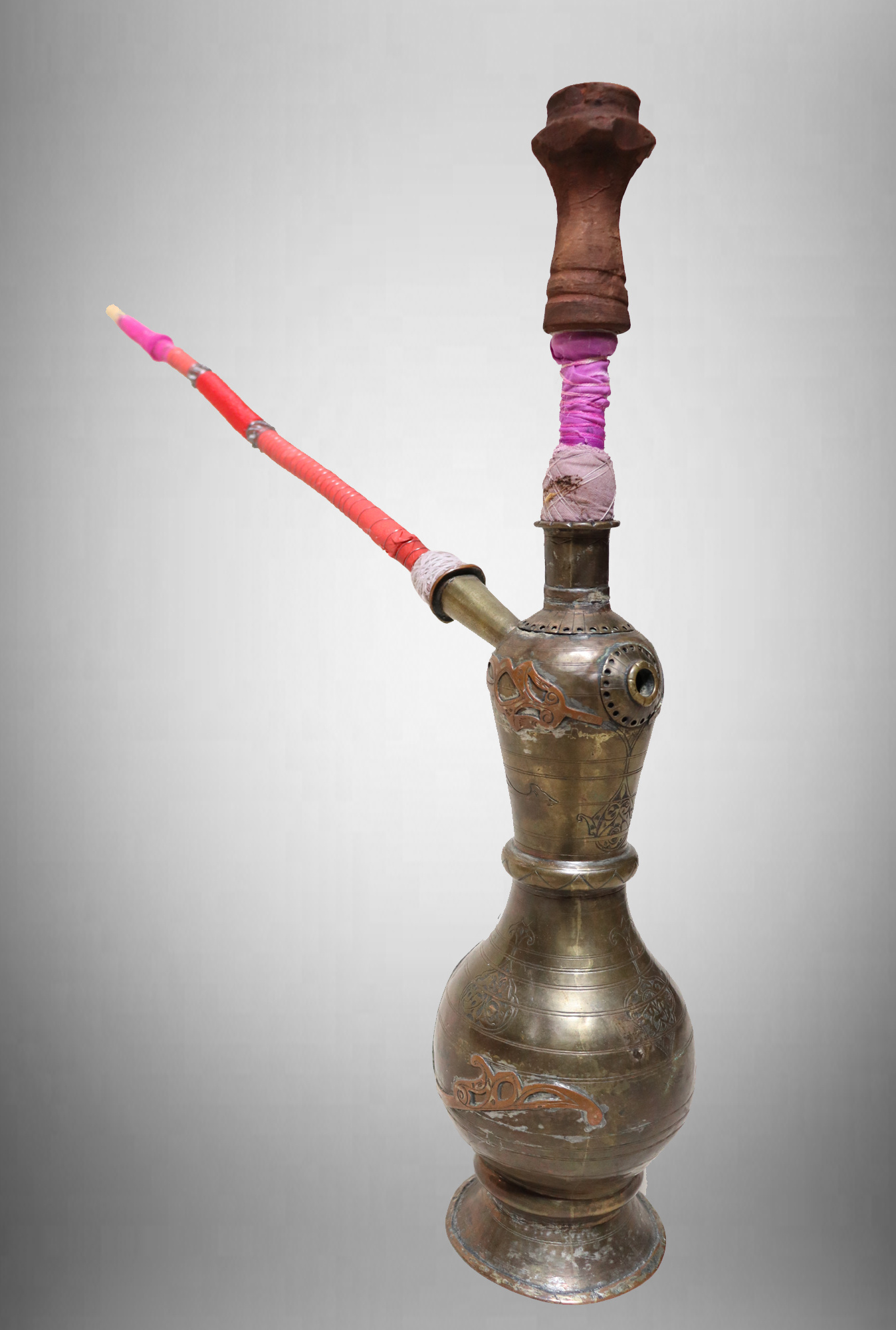 Antique Engraved Brass Hookah Shisha hubble-bubble from Afghanistan No:23/19