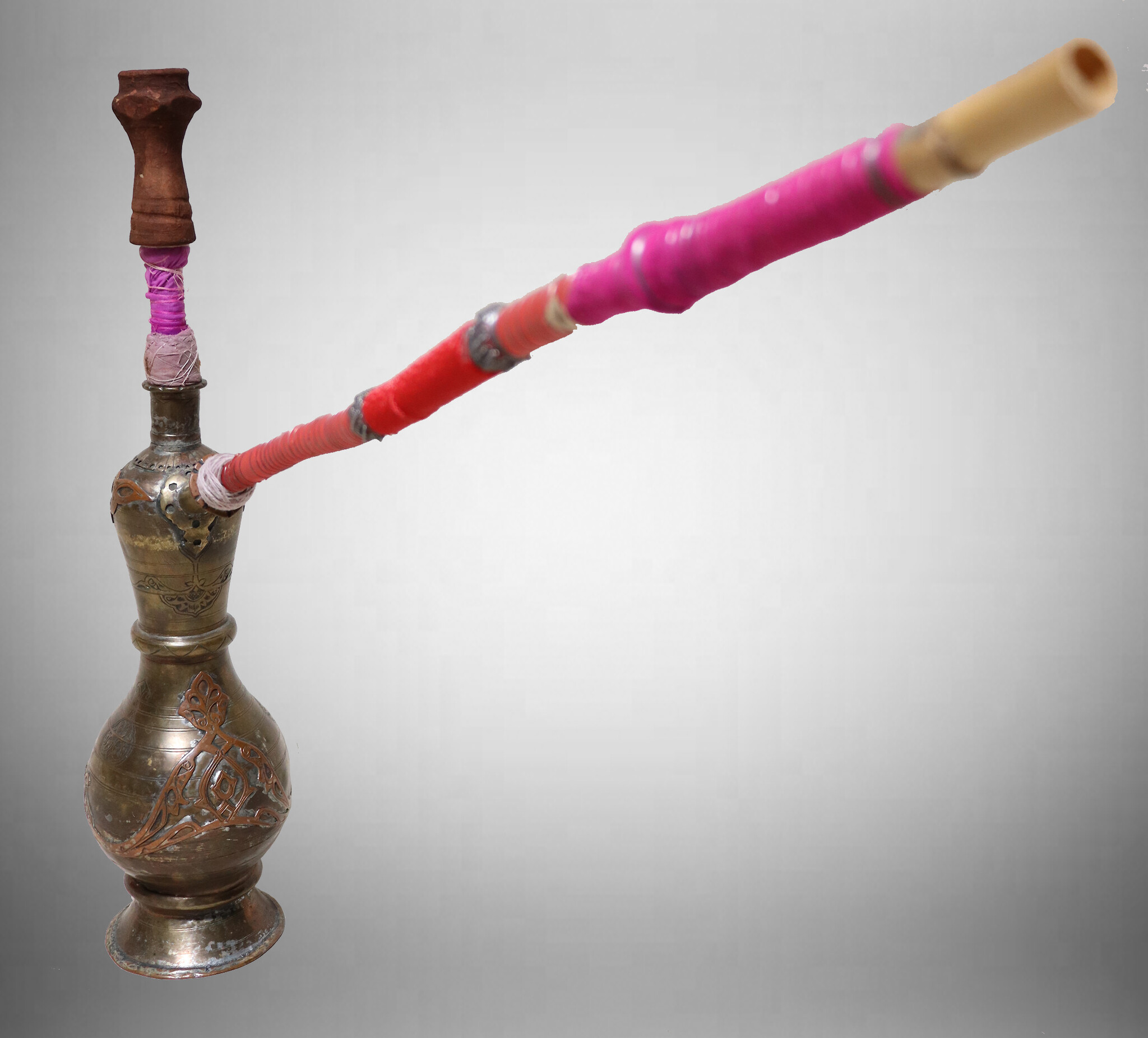 Antique Engraved Brass Hookah Shisha hubble-bubble from Afghanistan No:23/19
