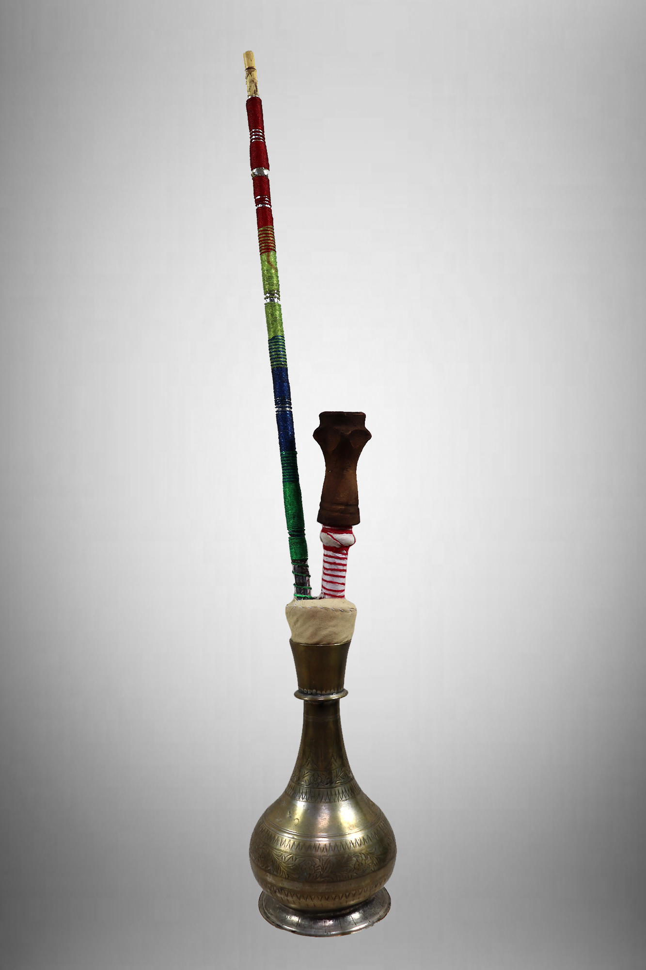 Antique Engraved Brass Hookah Shisha hubble-bubble from india pakistan No:23/  2