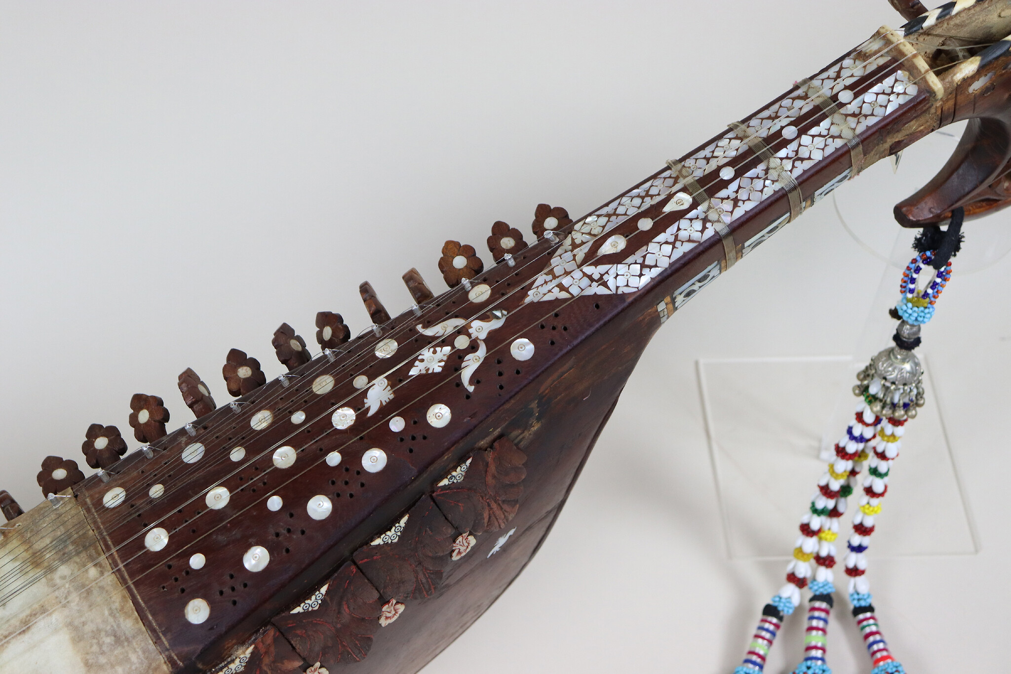 antique traditional folk musical instrument Afghanistan Rubab rabab rabab mother of pearl inlay 23/3