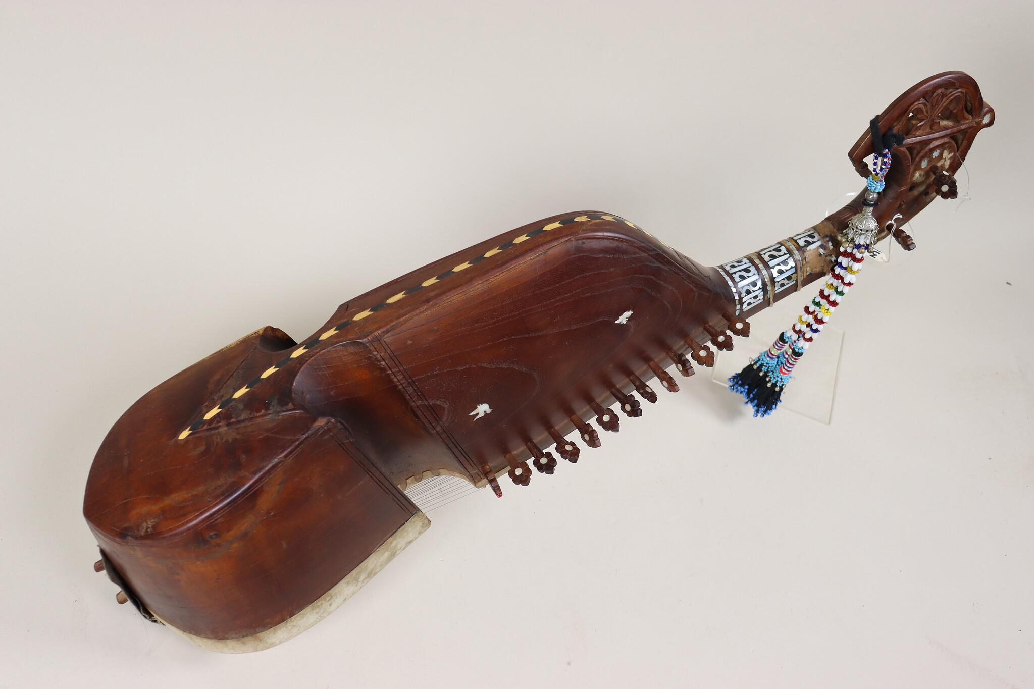 antique traditional folk musical instrument Afghanistan Rubab rabab rabab mother of pearl inlay 23/3