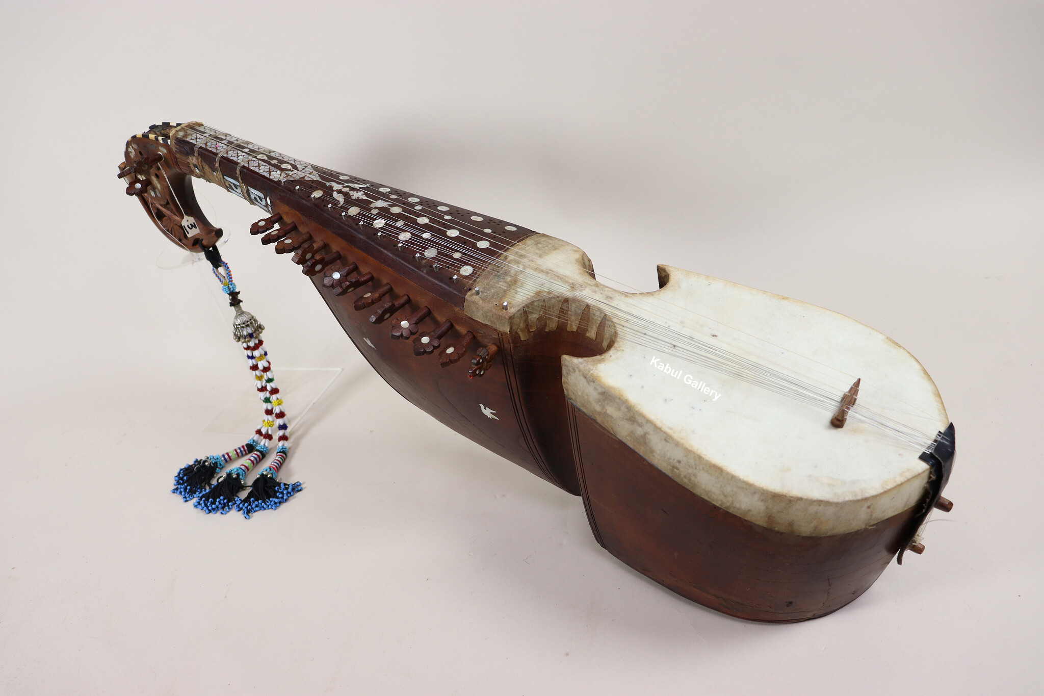 antique traditional folk musical instrument Afghanistan Rubab rabab rabab mother of pearl inlay 23/3