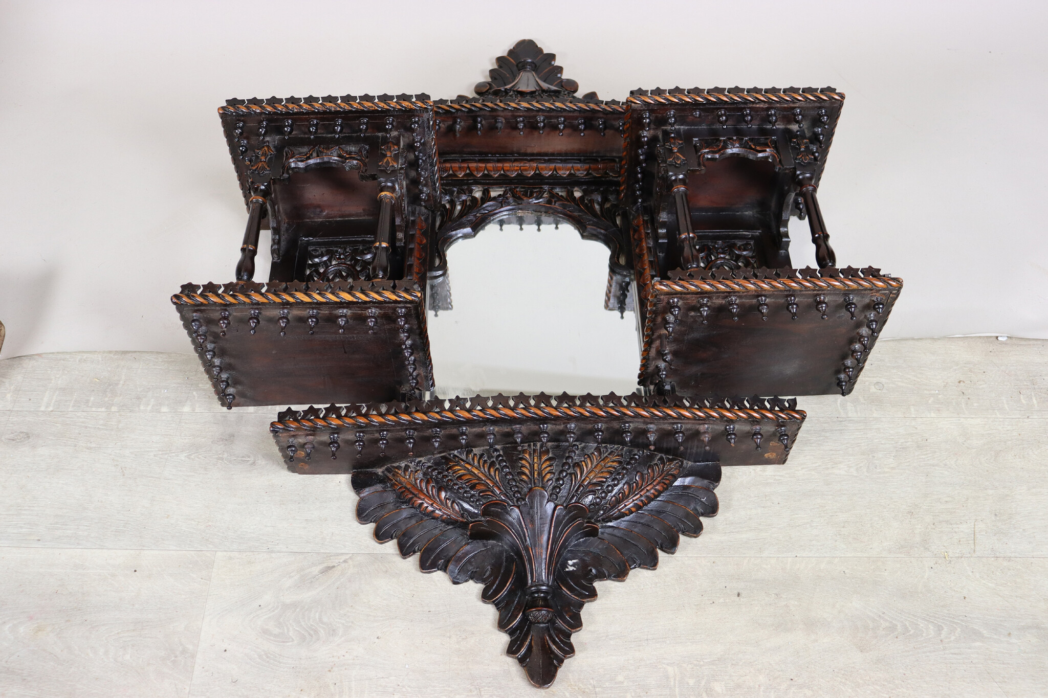 Antique Anglo Indian Carved Wall Shelf Early 20th century