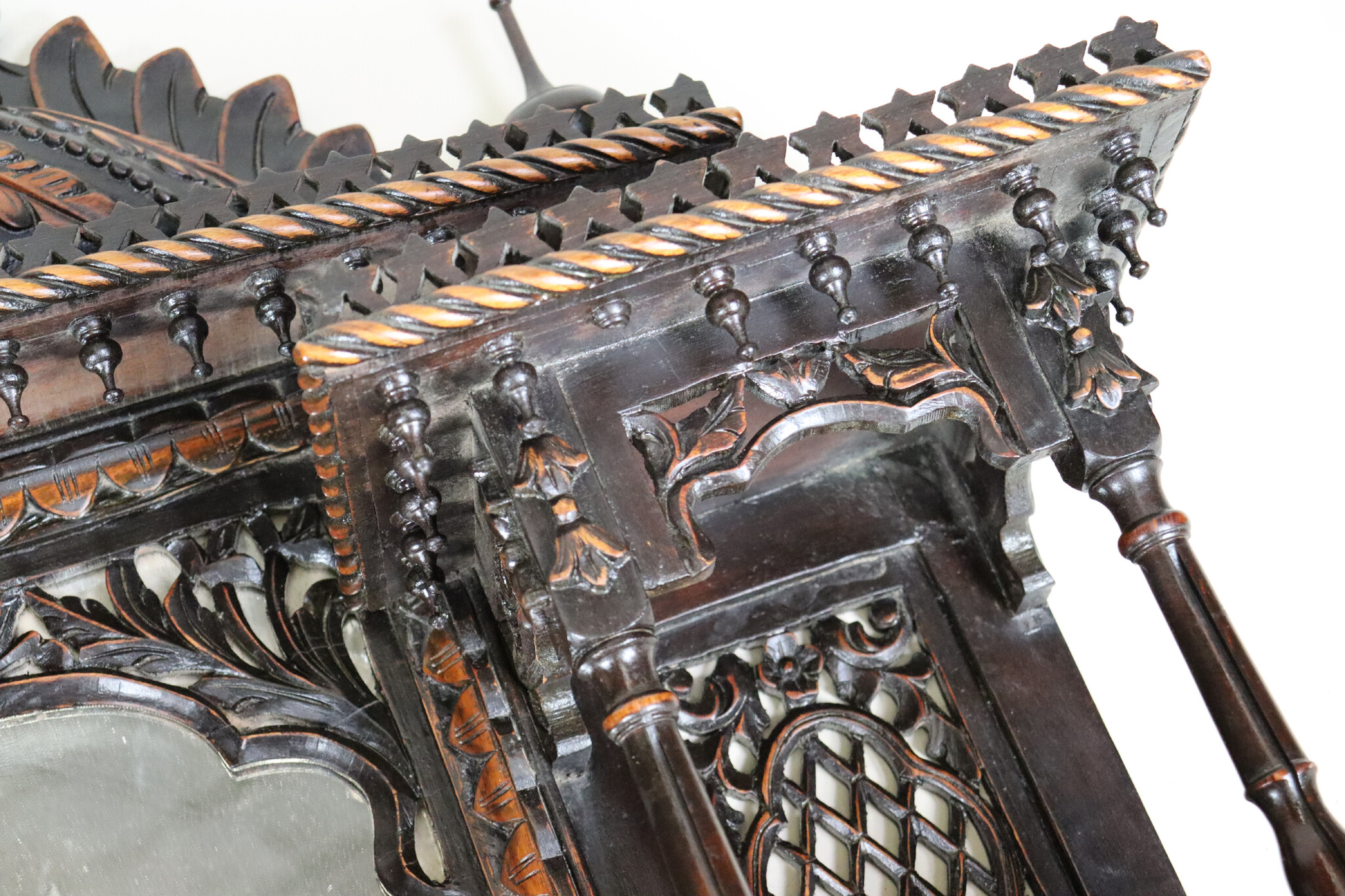 Antique Anglo Indian Carved Wall Shelf Early 20th century